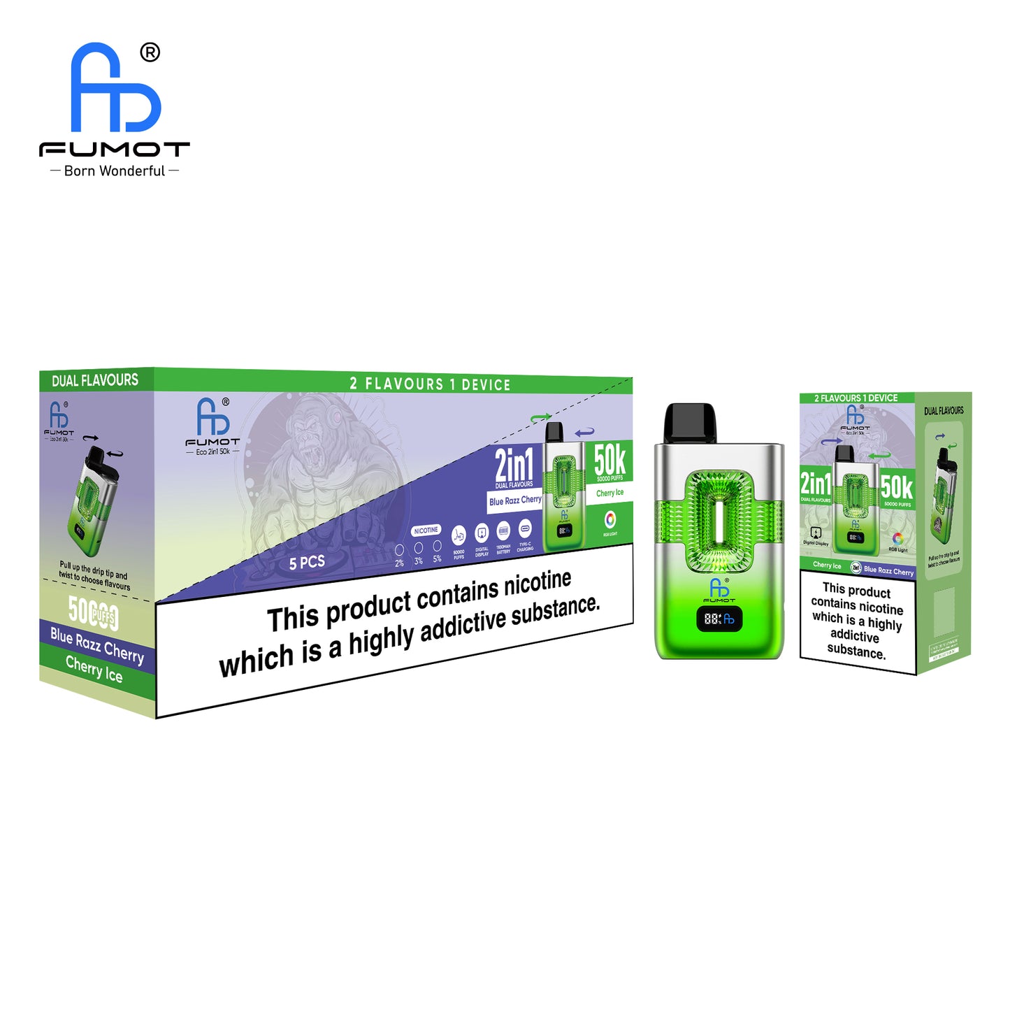 RandM Tornado 50000 Züge Cherry Ice & Blue Razz Cherry