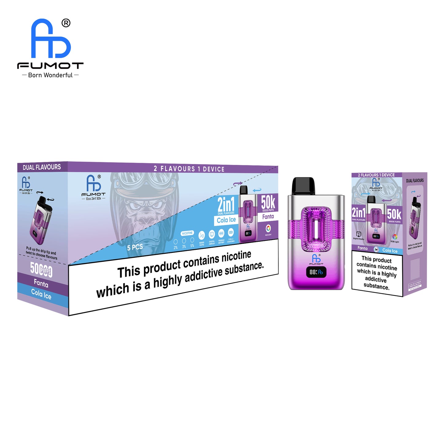 RandM Tornado 50000 Vape Fanta & Cola Ice Geschmack