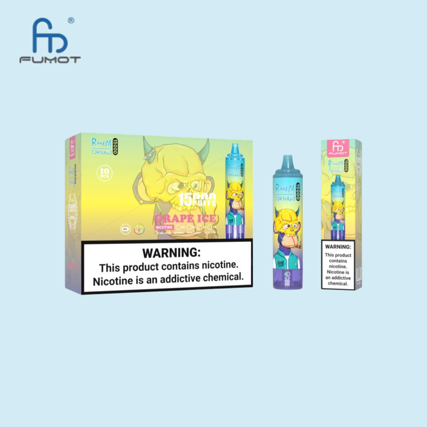Grape Ice Fumot RandM Tornado 15000 Puffs Vape