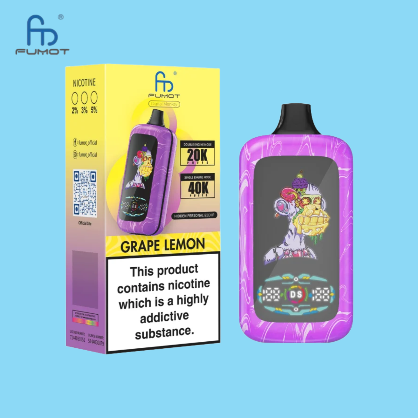 Fumot Digital Monkey 20000/40000 Puffs Grape Lemon
