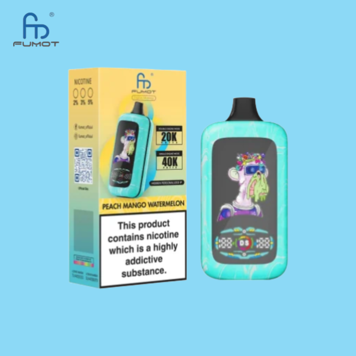 Peach Mango Watermelon Fumot Digital Monkey 40K Vape