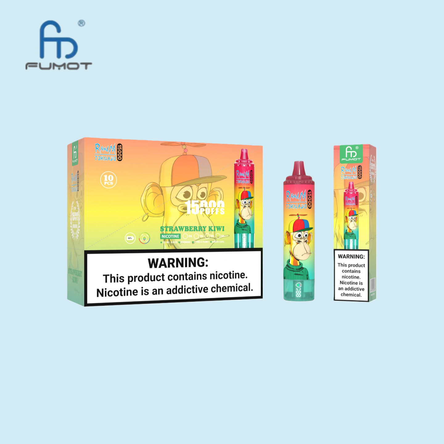 Strawberry Kiwi RandM Tornado 15000 Puffs Vape