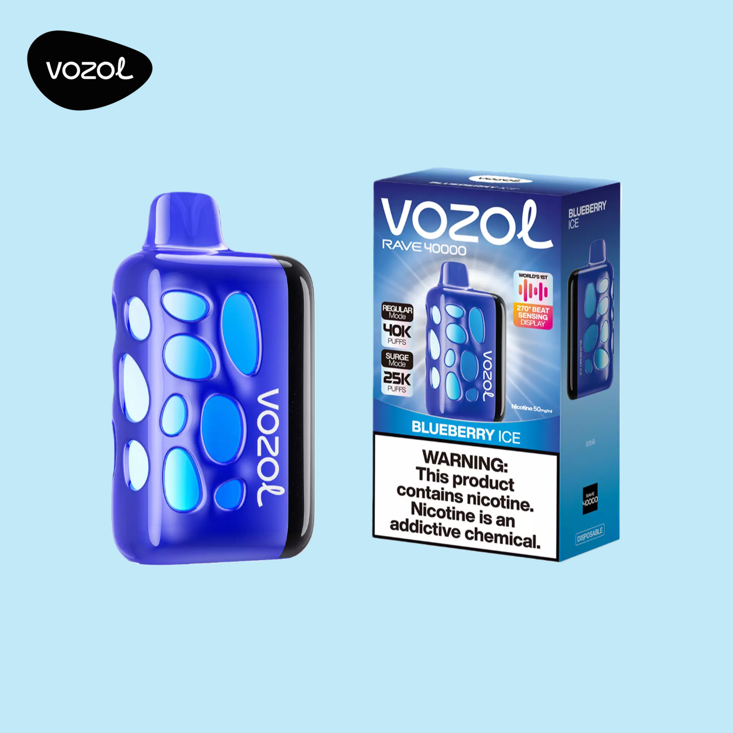 Vozol Rave 40000 Puffs Blueberry Ice Vape
