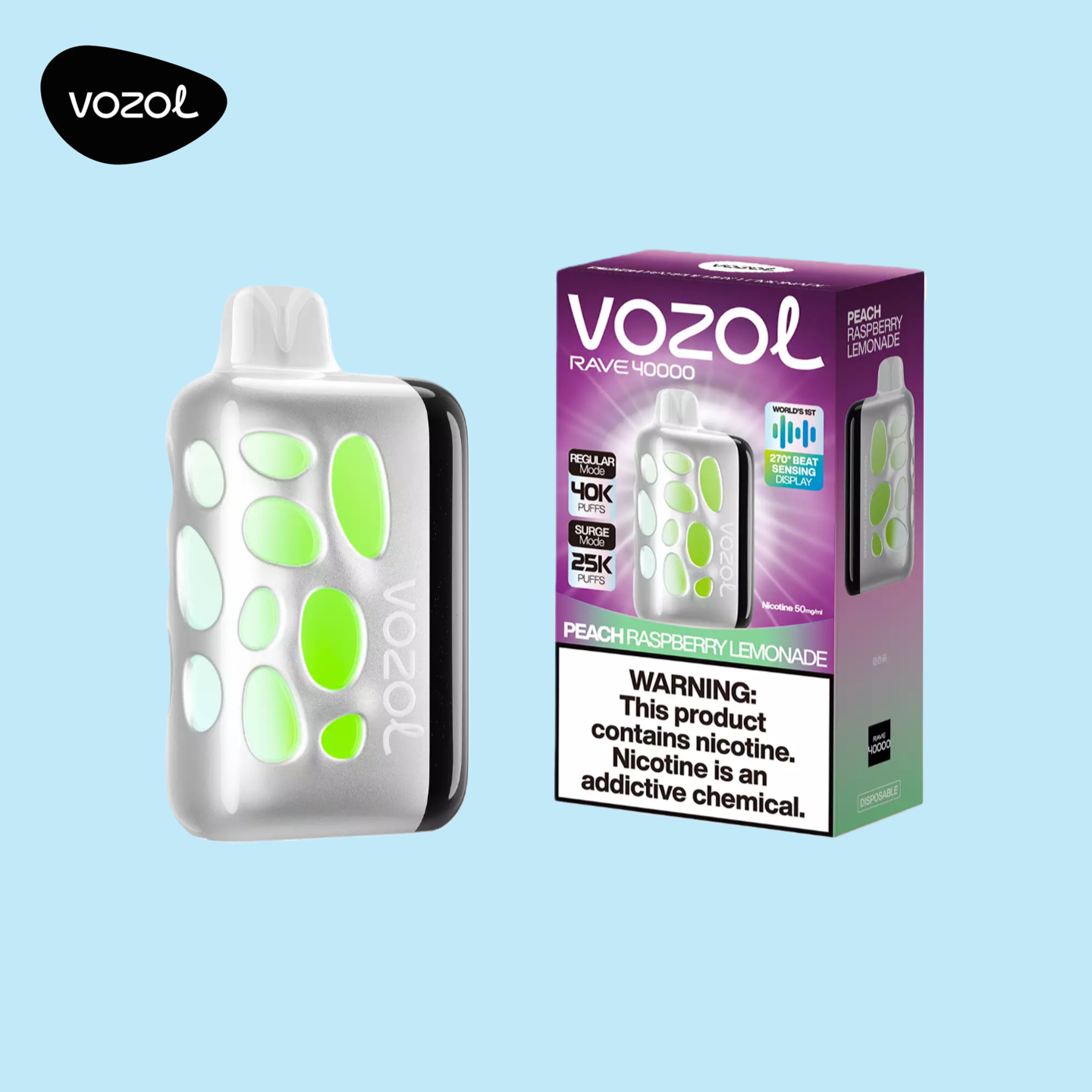 Vozol Rave 40000 Puffs Peach Raspberry Lemonade