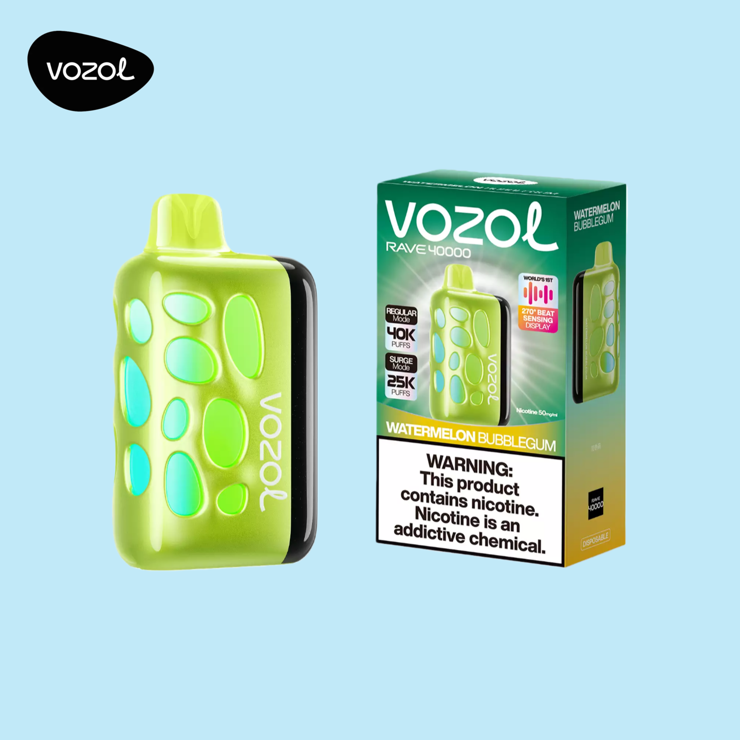 Vozol Rave 40000 Vape 40K Puffs Watermelon Bubblegum