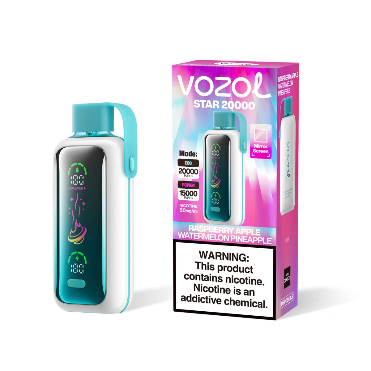 VOZOL Star 20000 Framboise Pomme Pastèque Ananas
