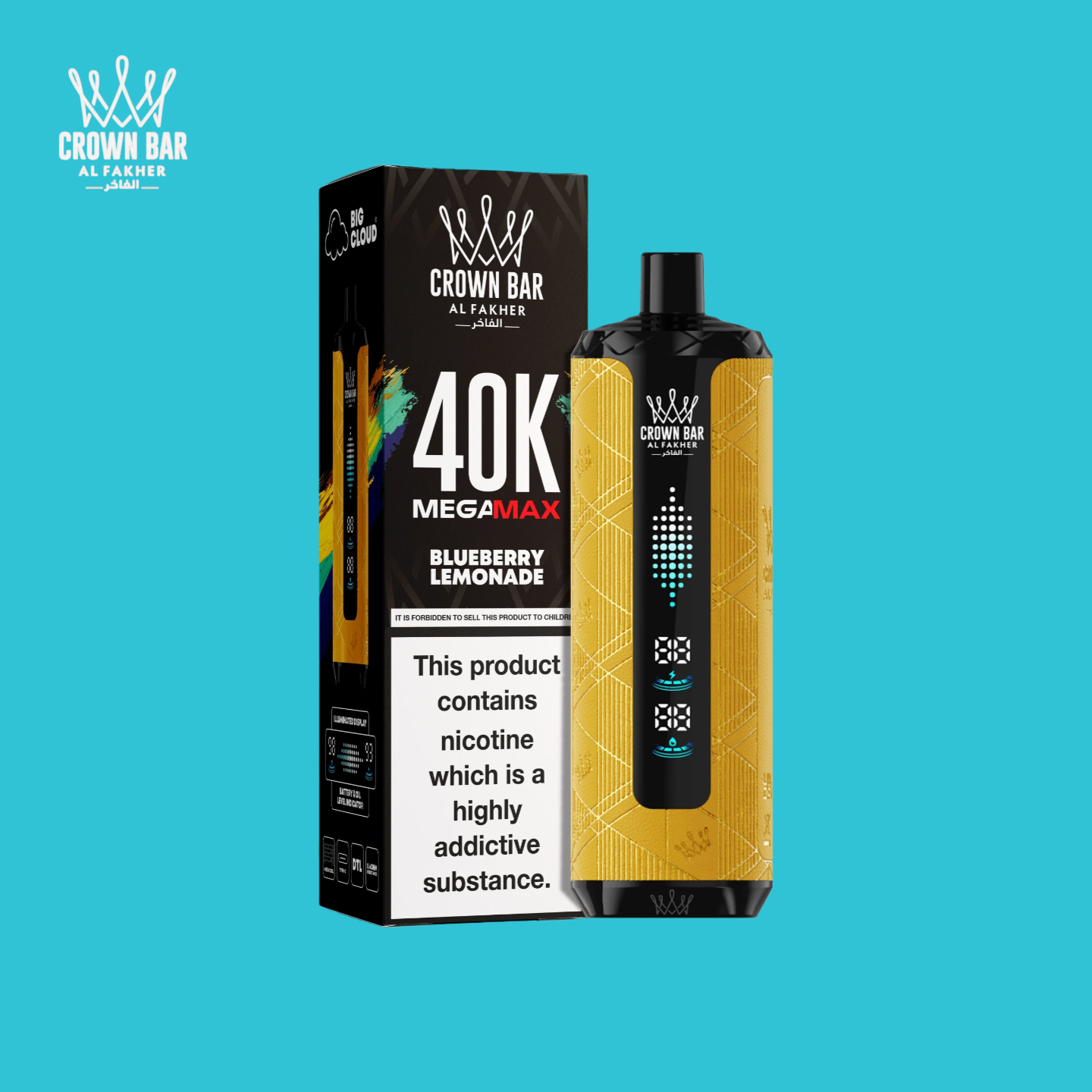 AL Fakher Crown Bar Mega Max 40K Puffs Myrtille Limonade
