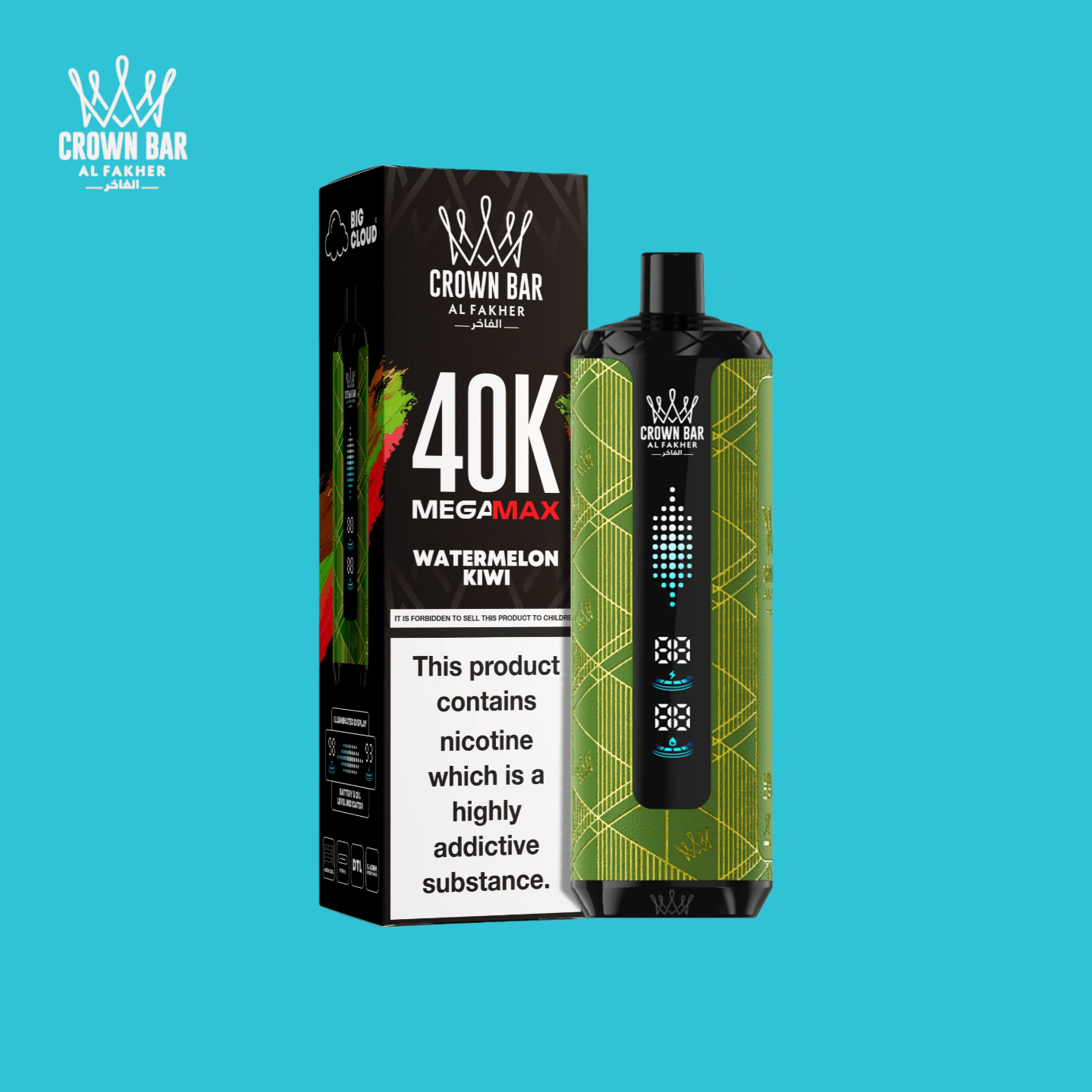 Vape Al Fakher Mega Max 40K saveur Pastèque Kiwi
