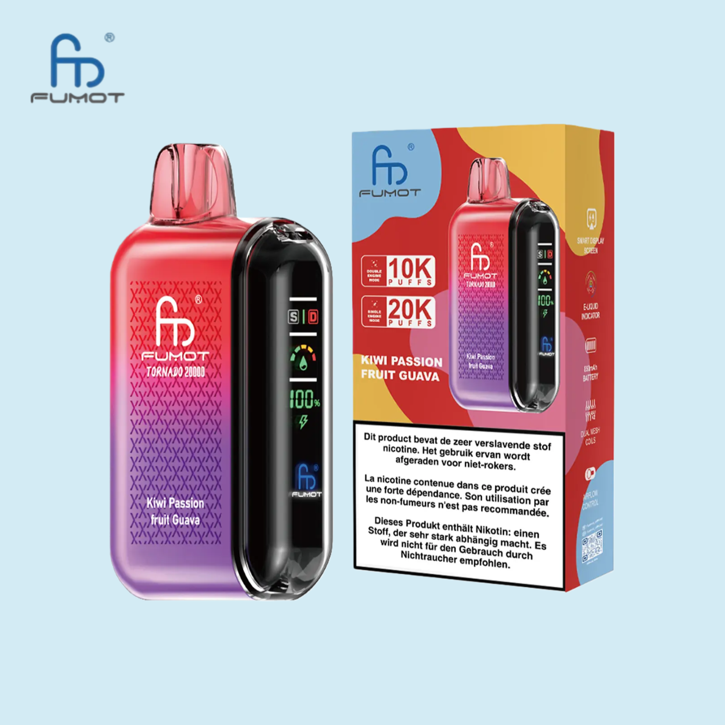 Kiwi Passion Fruit Guava RandM Tornado 20000