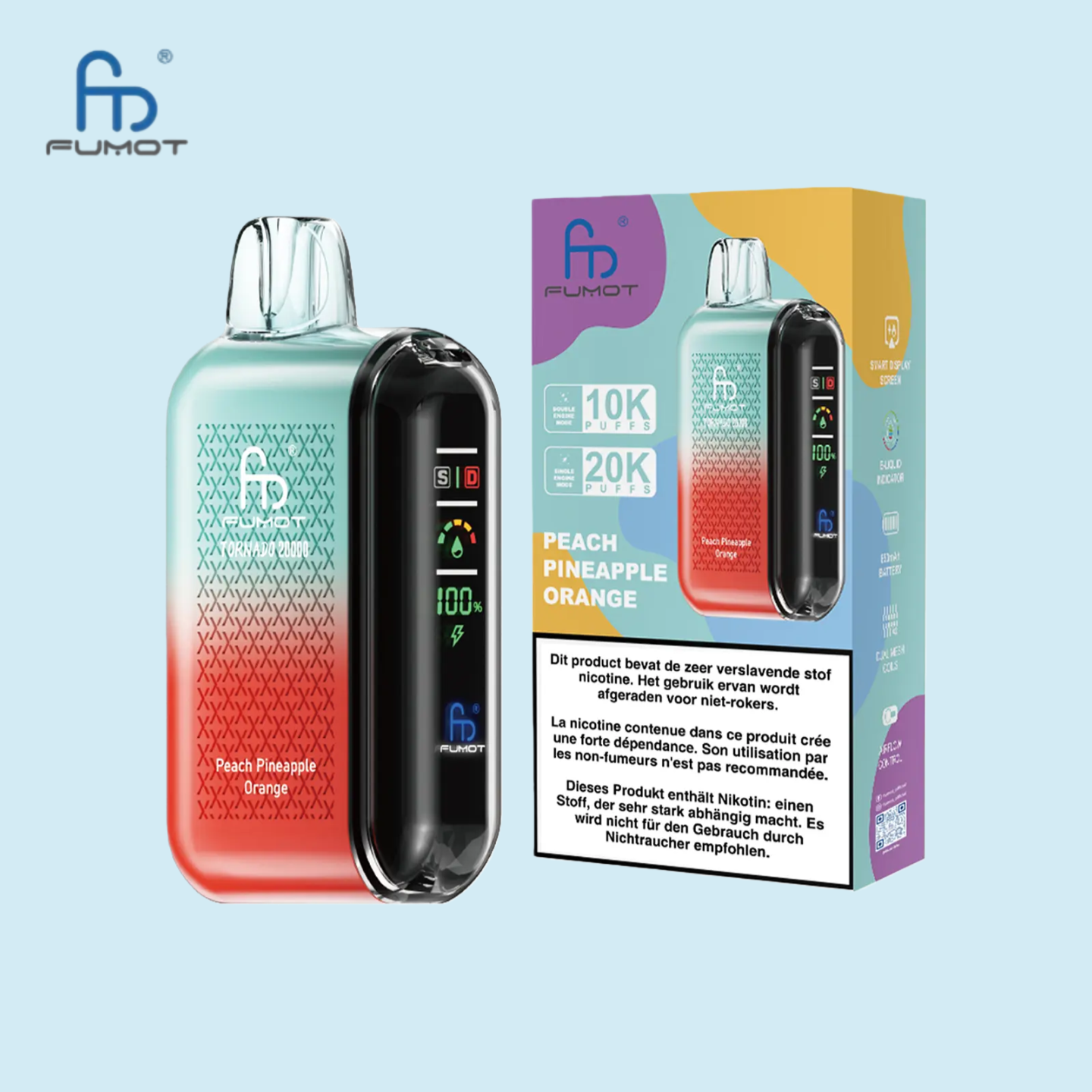 RandM Tornado Peach Pineapple Orange Vape 20000 Puffs