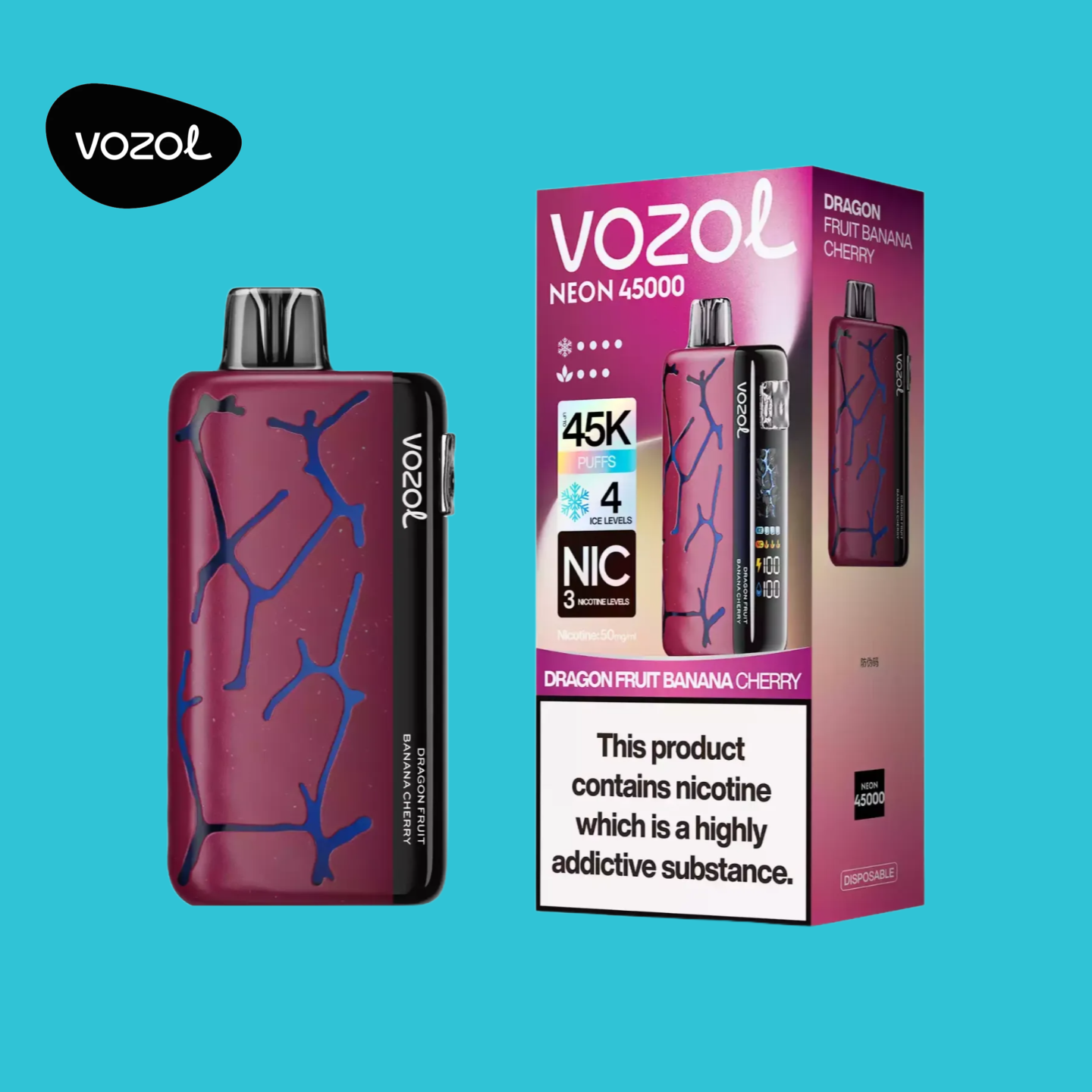 Vozol Neon 45000 Dragon Fruit Banana Cherry