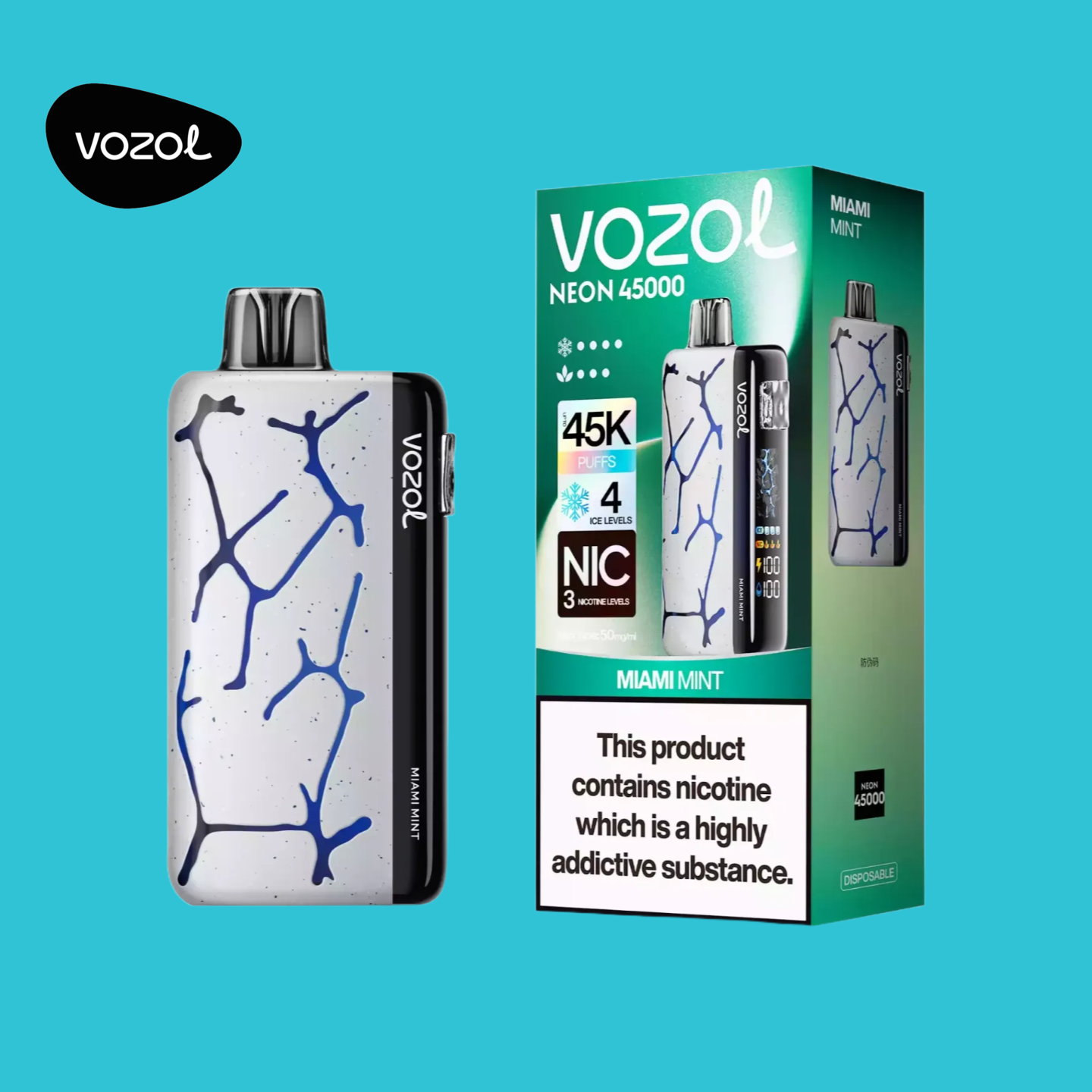 Vozol Vape Neon 45000 Miami Mint Geschmack