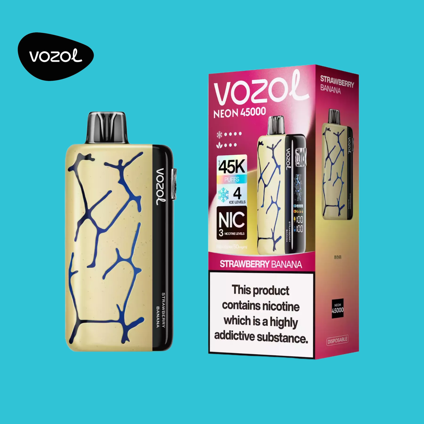 Strawberry Banana Vozol Neon 45000 Puffs Vape