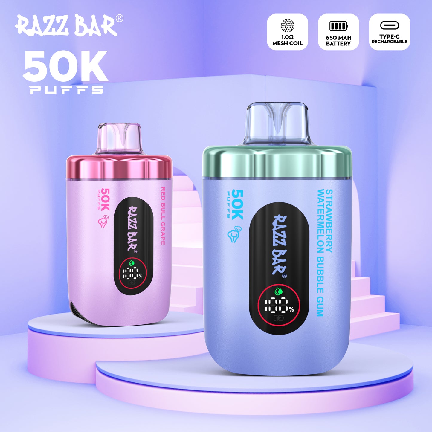 Razz Bar 50K Mesh Coil Technologie 16 Geschmack
