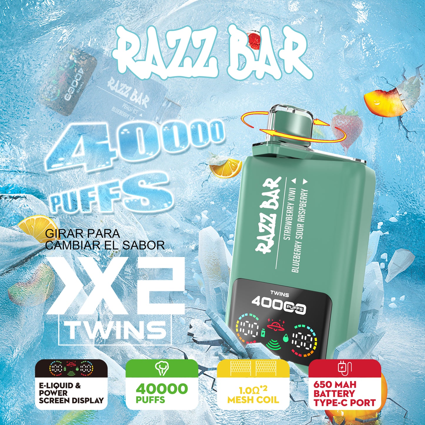 Razz Bar 40K Einweg-Vape mit zwei Geschmacksrichtungen