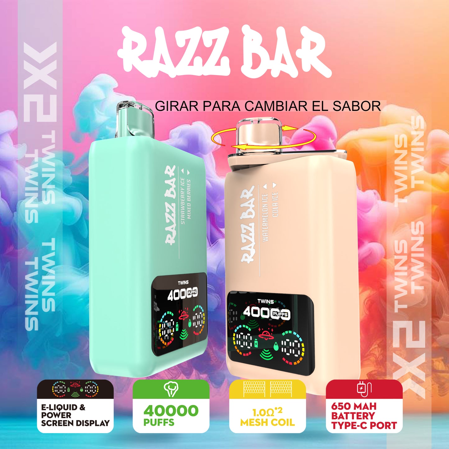 Razz Bar 40K Einweg-Vape mit zwei Geschmacksrichtungen