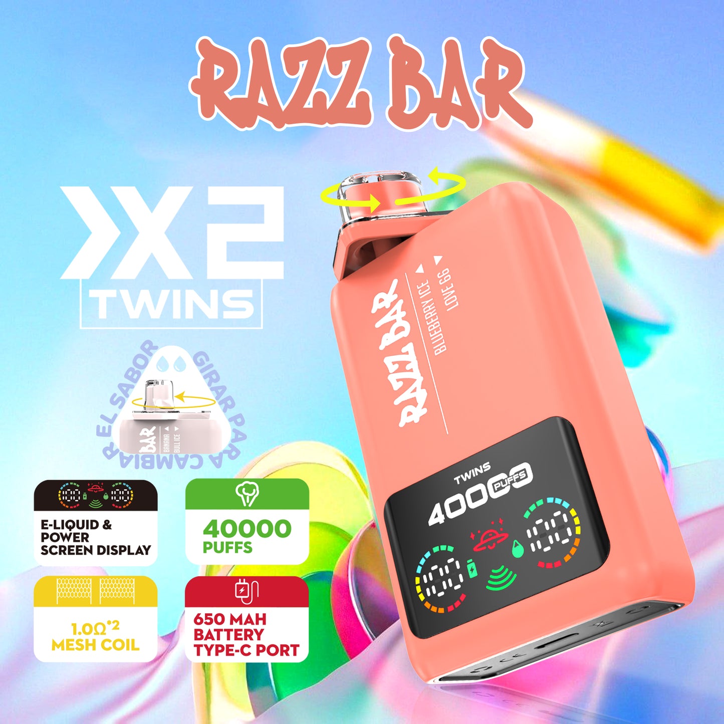 Razz Bar 40K Einweg-Vape mit zwei Geschmacksrichtungen