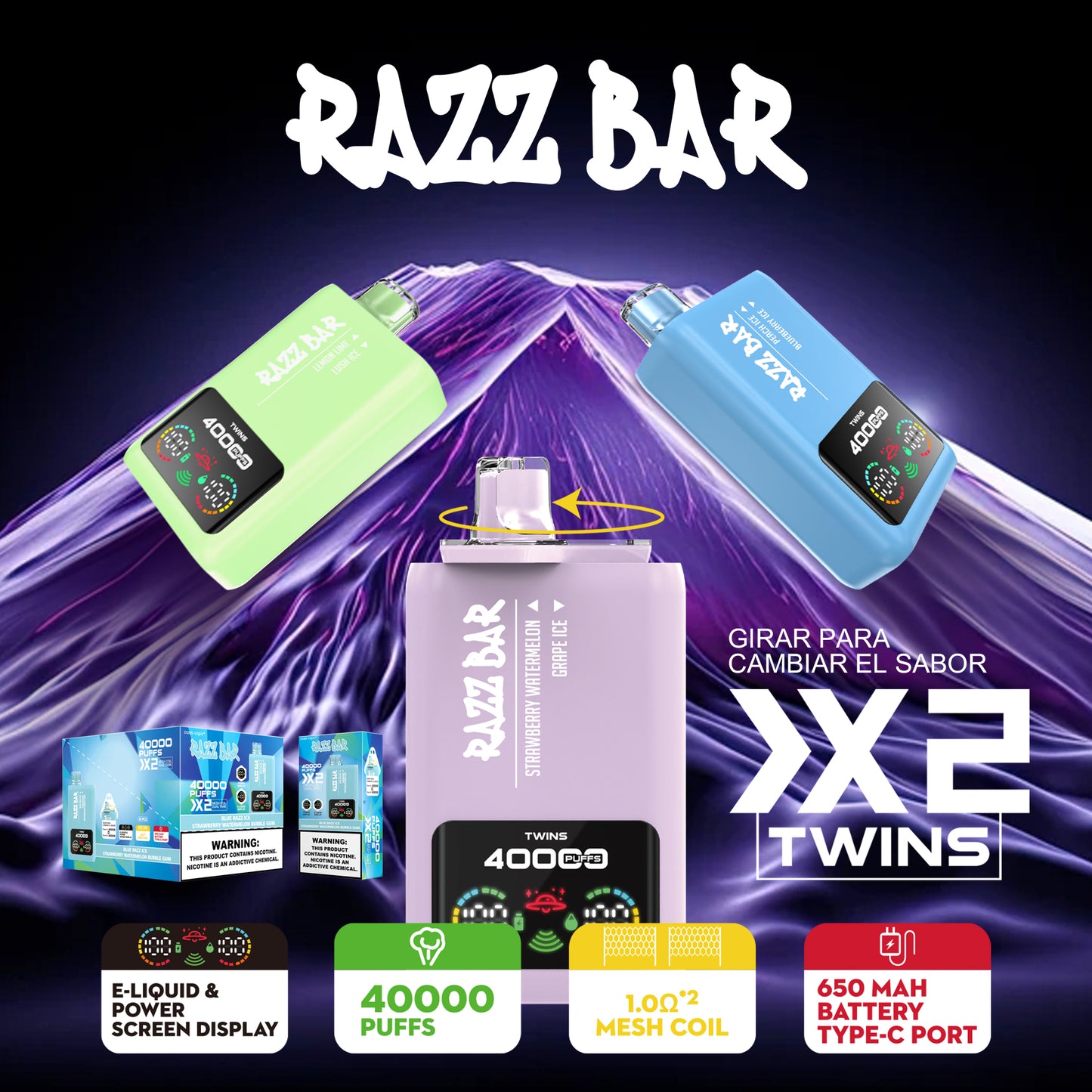 Razz Bar 40K Einweg-Vape mit zwei Geschmacksrichtungen