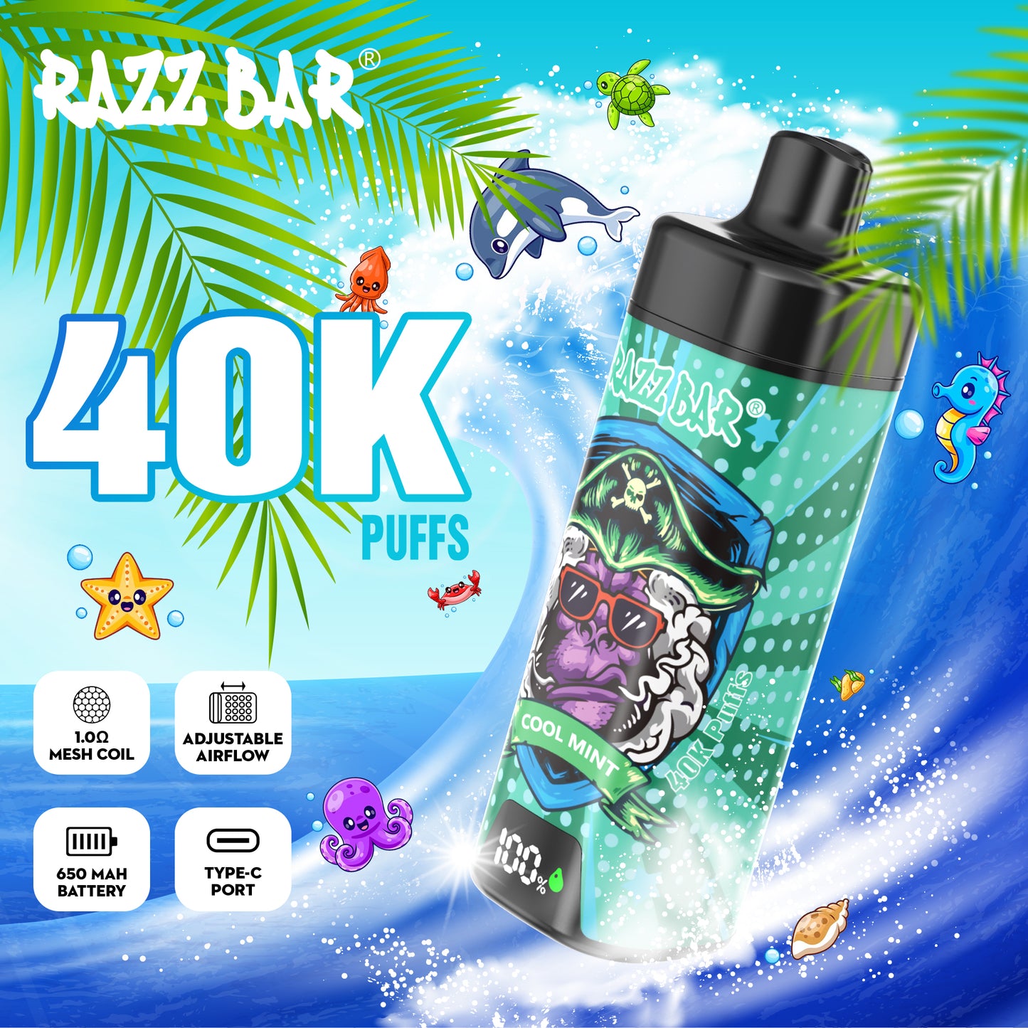 Razz Bar New 40K Züge - 18 Geschmacksrichtungen erhältlich