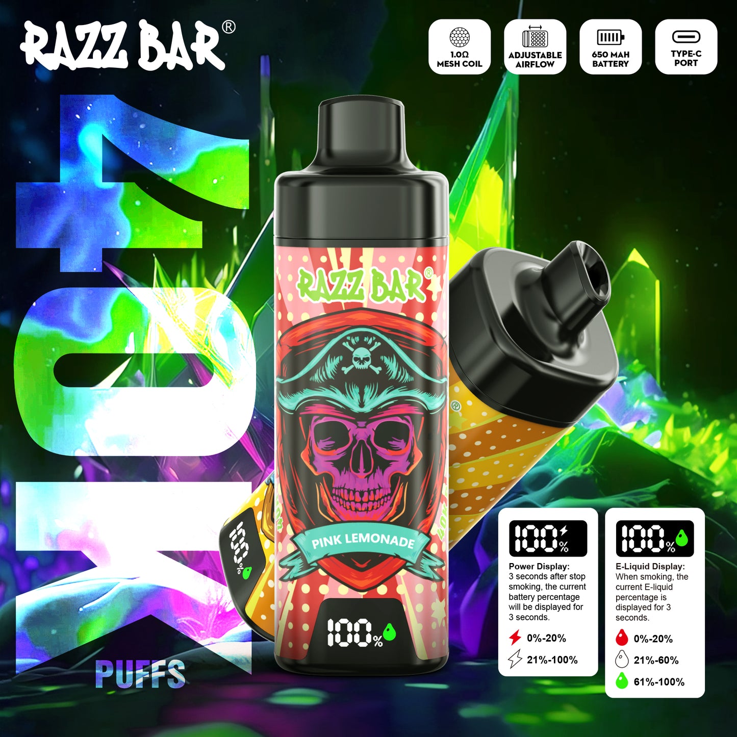 Razz Bar New 40K Züge - 18 Geschmacksrichtungen erhältlich