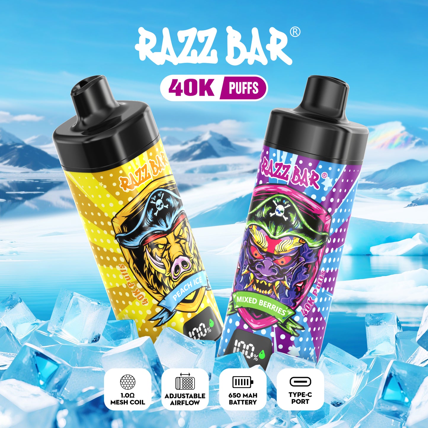 Razz Bar New 40K Züge - 18 Geschmacksrichtungen erhältlich