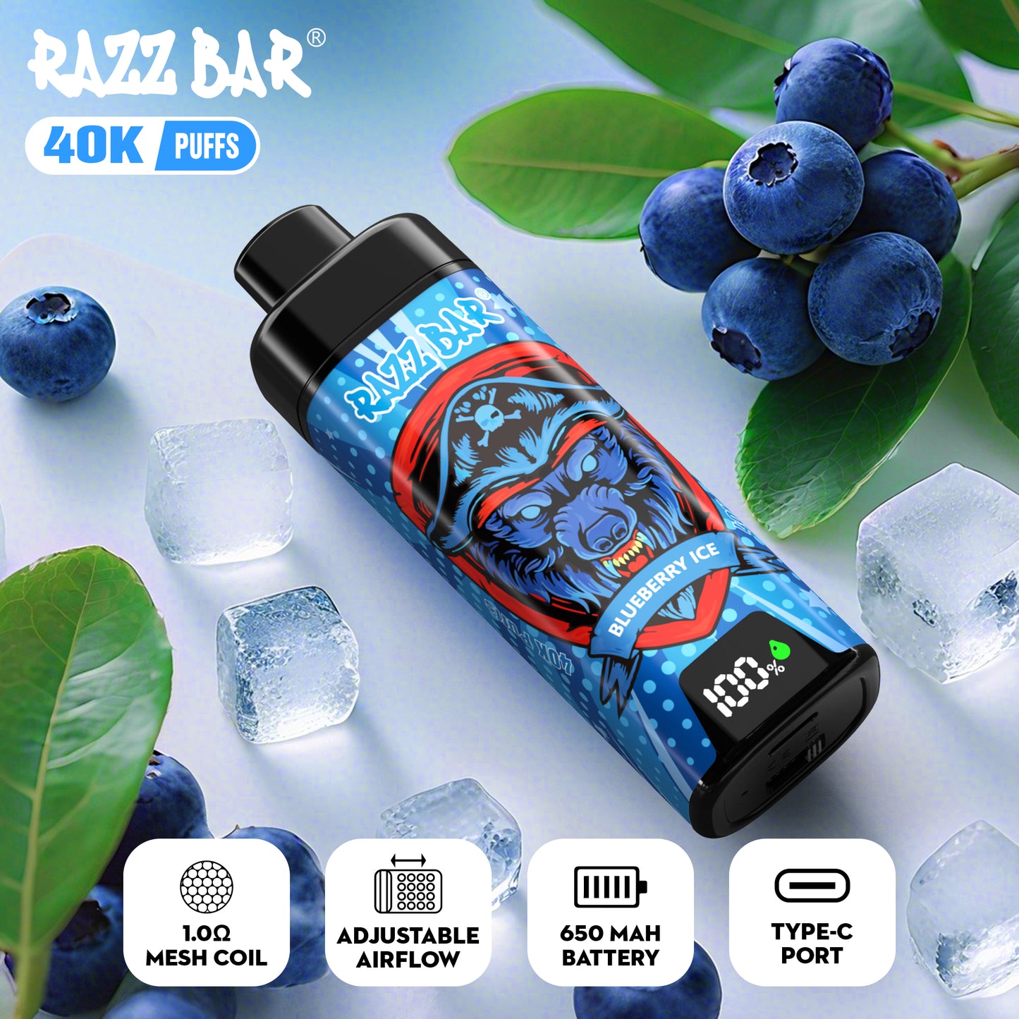 Razz Bar New 40K Züge - 18 Geschmacksrichtungen erhältlich