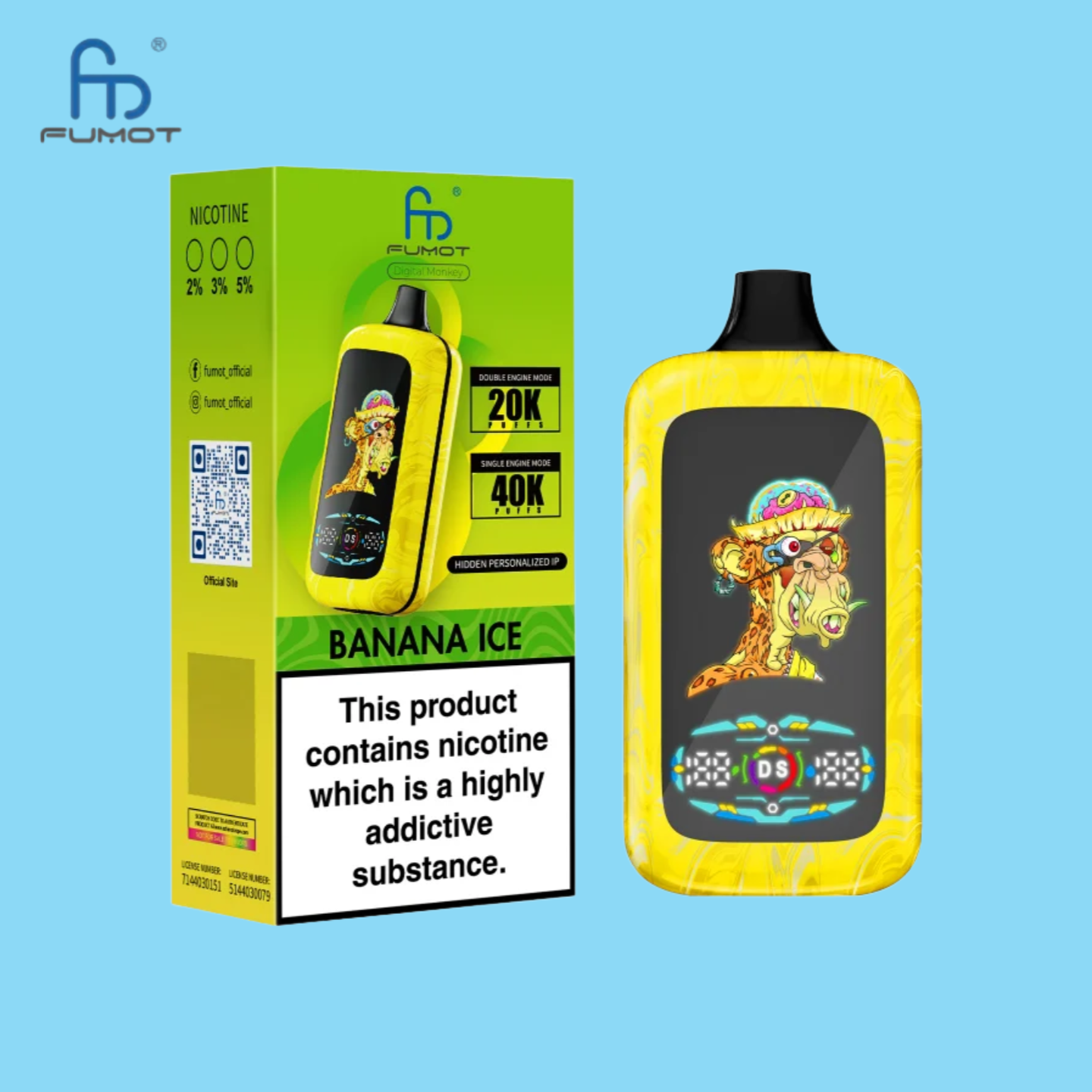 Fumot Randm Digital Monkey 40K Puffs Banana Ice