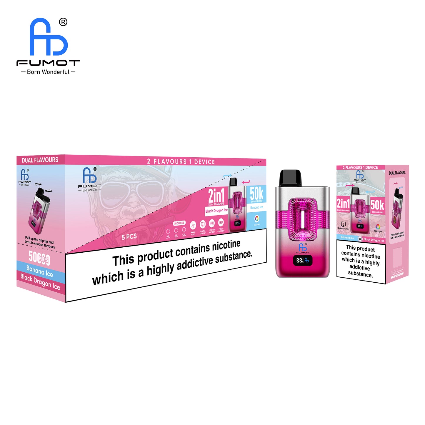 FUMOT ECO 2IN1 50K Vape Banana Ice & Black Dragon Ice