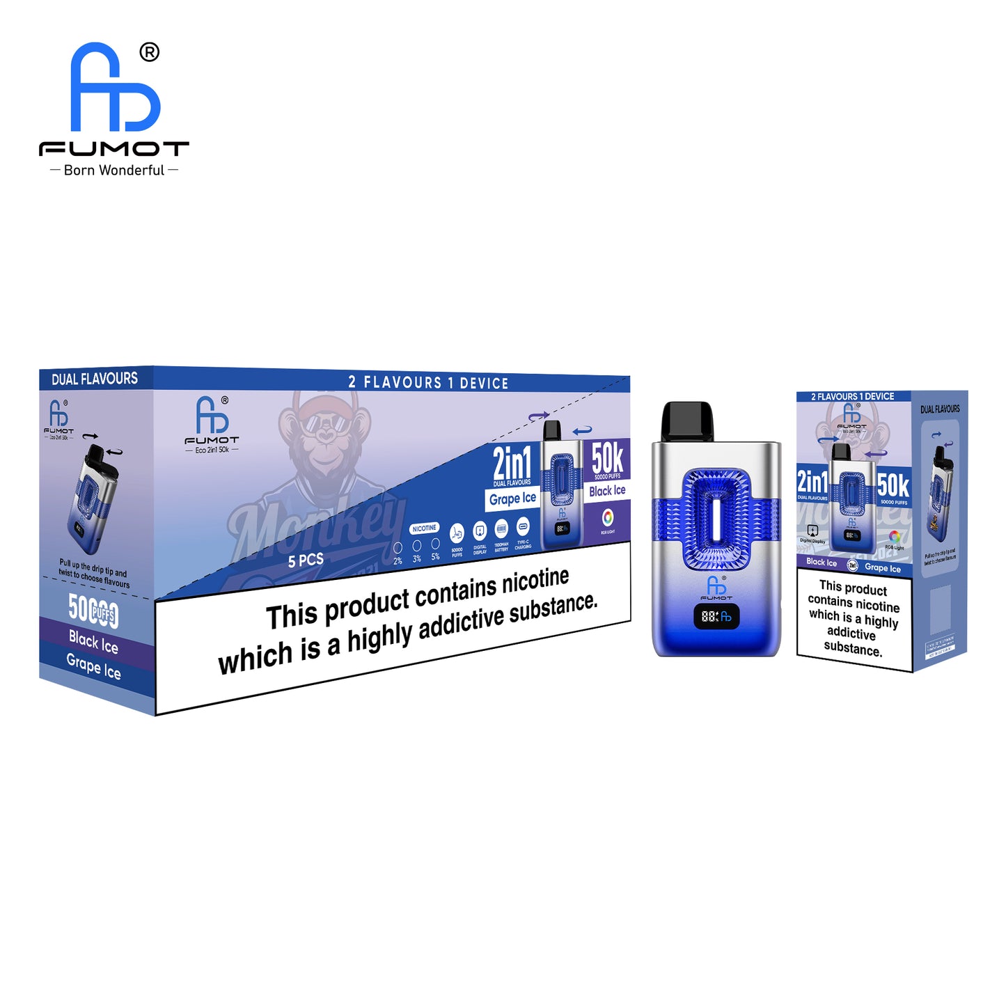 FUMOT ECO 2IN1 50K Puffs Black Ice & Grape Ice