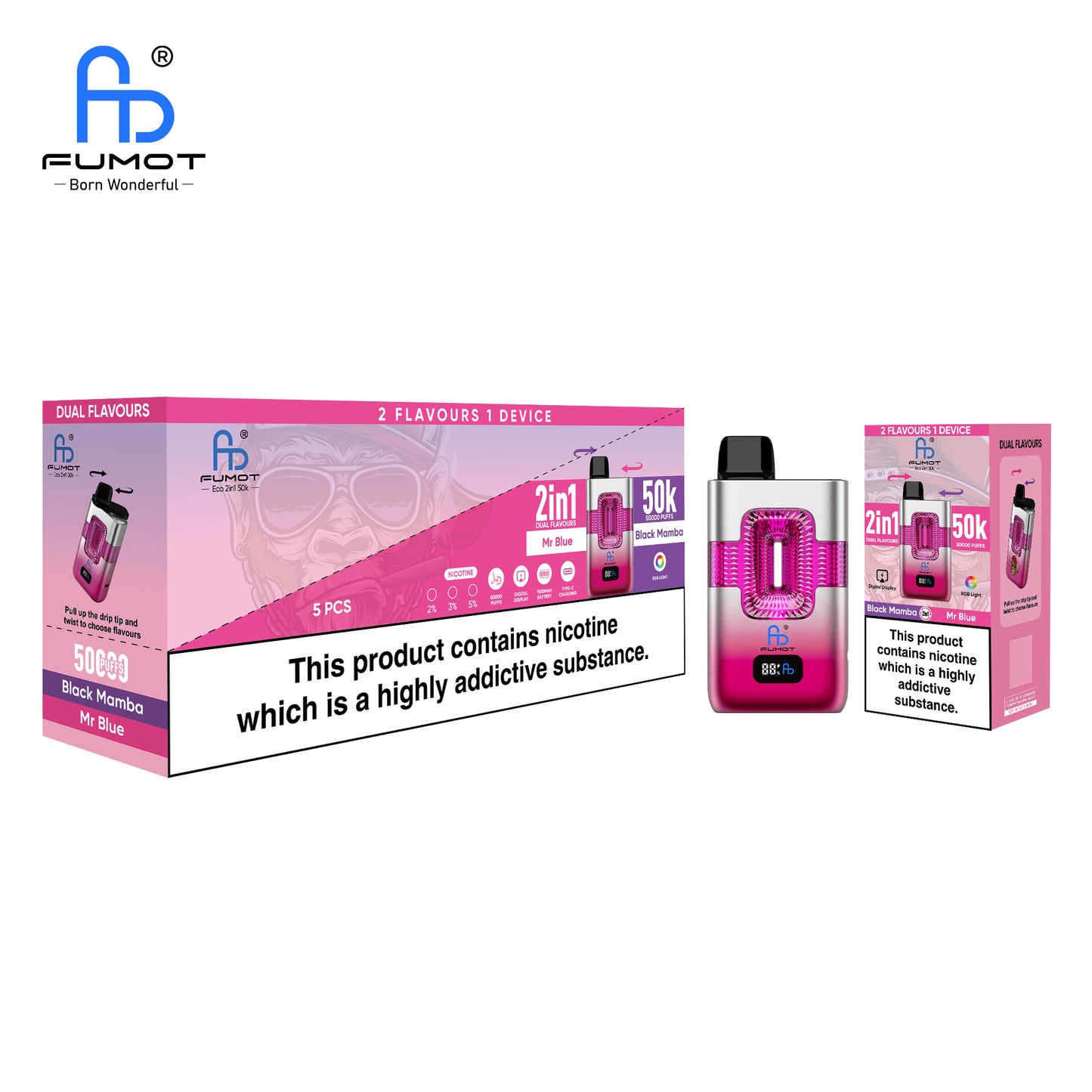 RandM Tornado 50K Black Mamba & Mr Blue ECO 2IN1 50K Vape