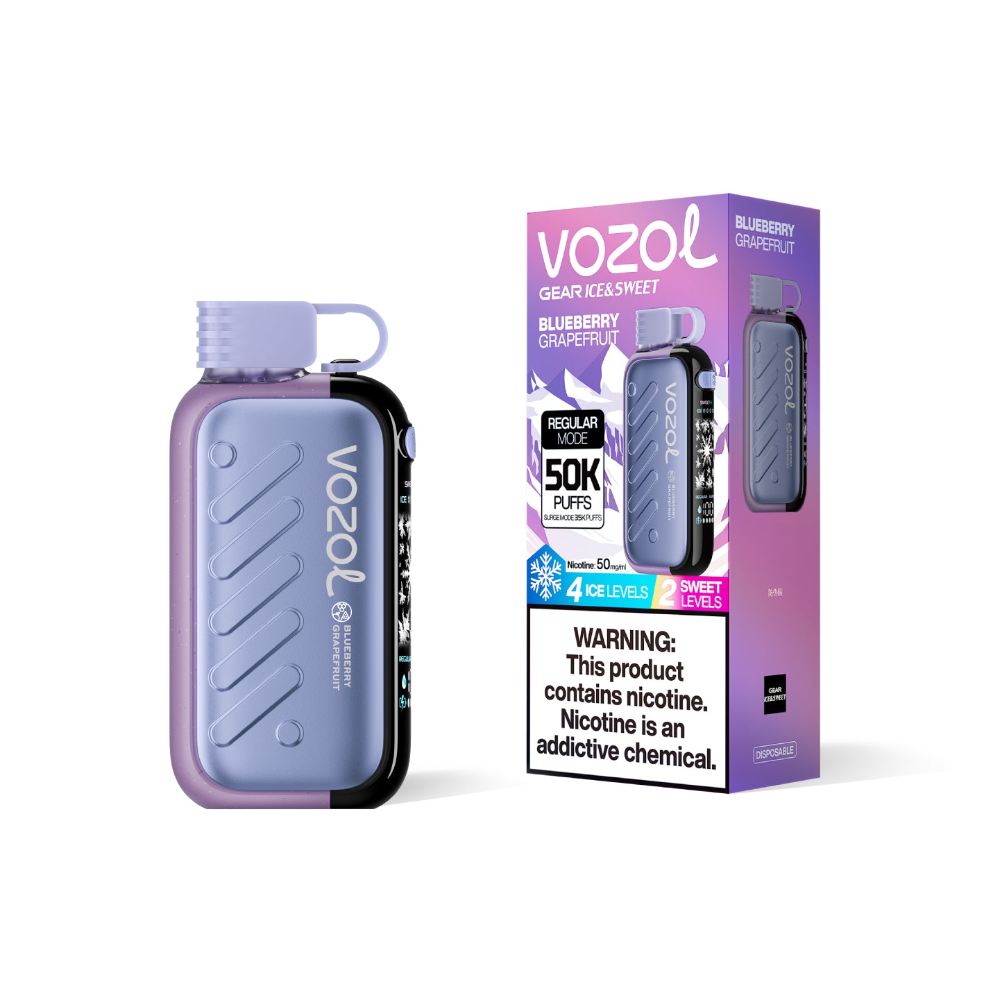 Vapeur VOZOL Gear 50000 bouffées saveur myrtille et pamplemousse