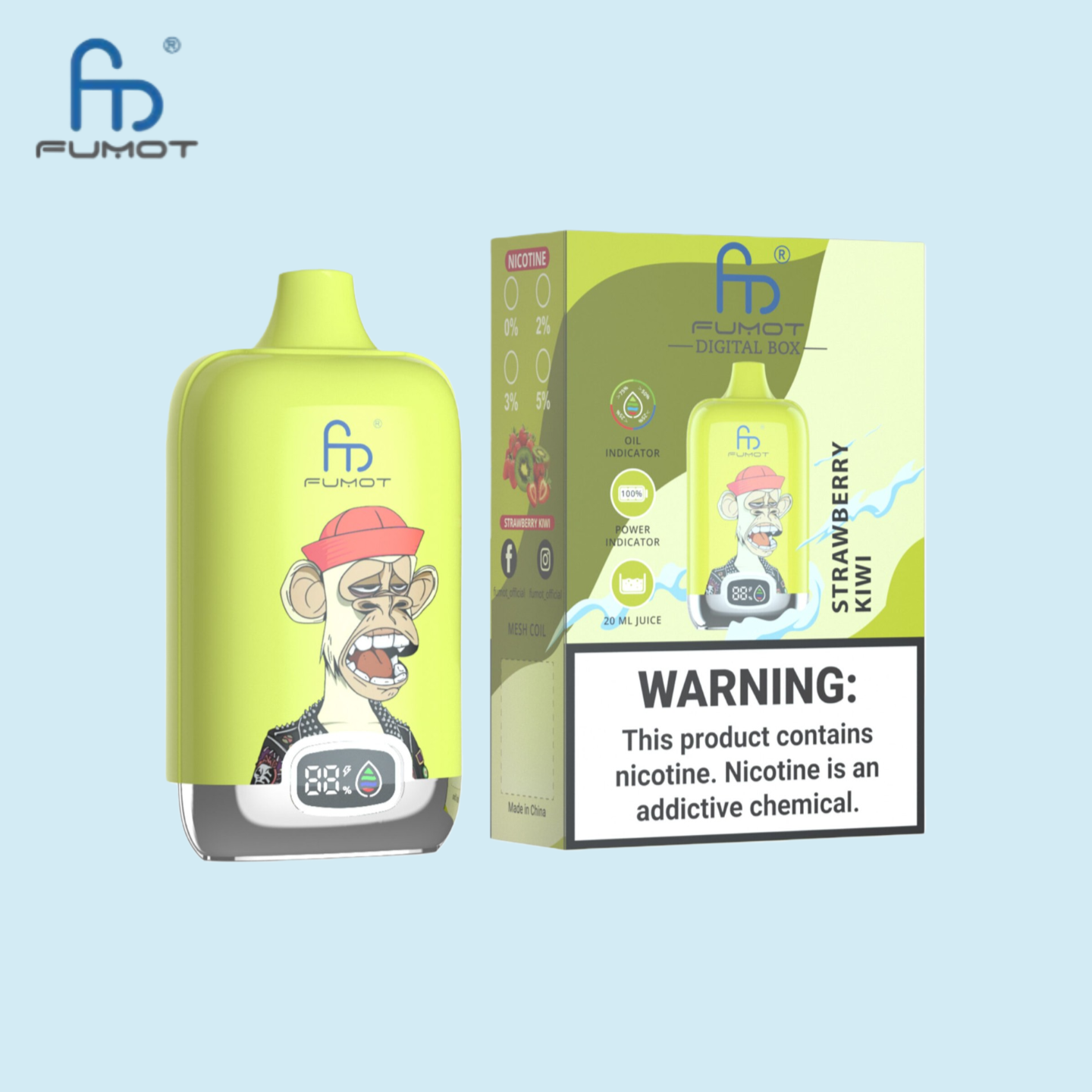 RandM Vape Digital Box 12000 Puffs Strawberry Kiwi