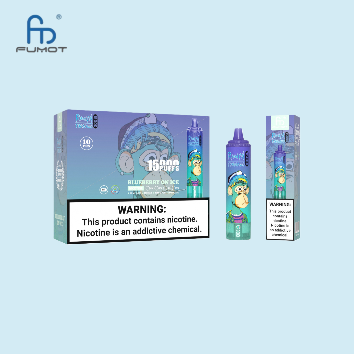 RandM Tornado 15000 Züge Blueberry On Ice