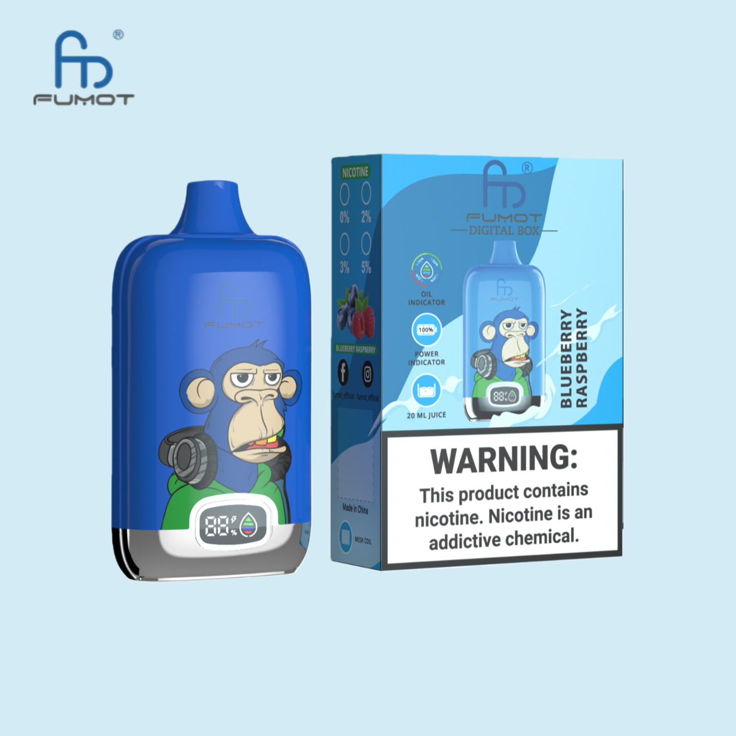 RandM Digital Box 12000 Puffs Blueberry Raspberry