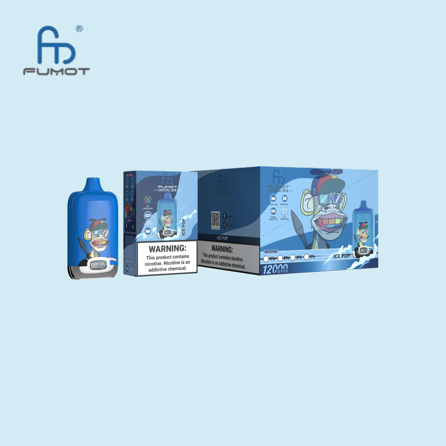 RandM Digital Box 12000 Puffs Ice Pop