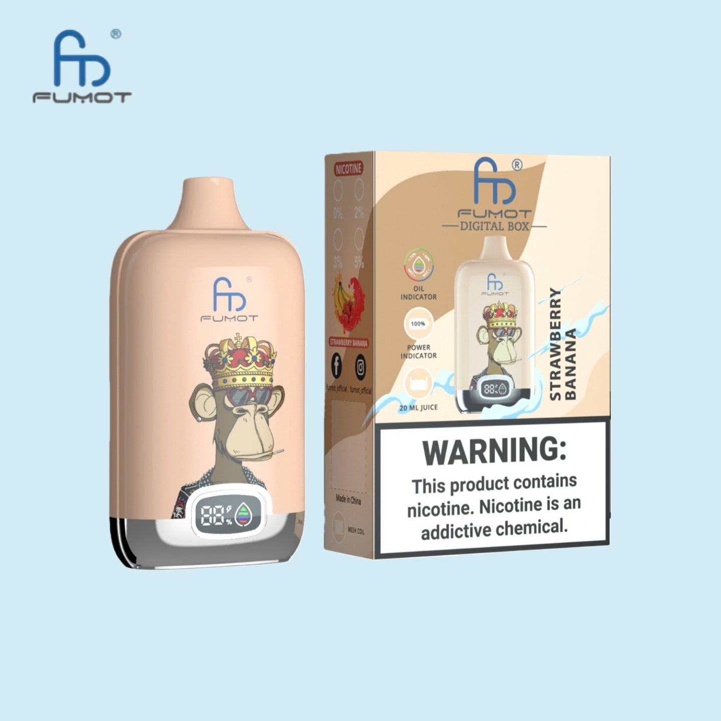 RandM Vape Digital Box 12000 Puffs Strawberry Banana