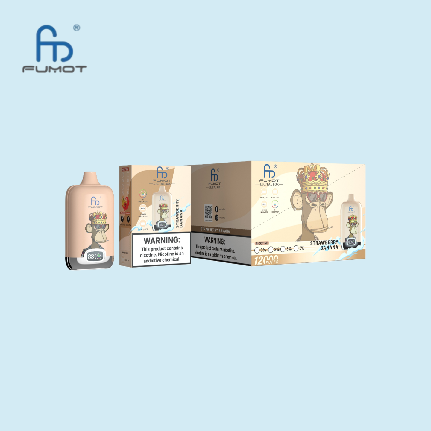 Fumot RandM Digital Box 12000 Puffs Strawberry Banana Vape 