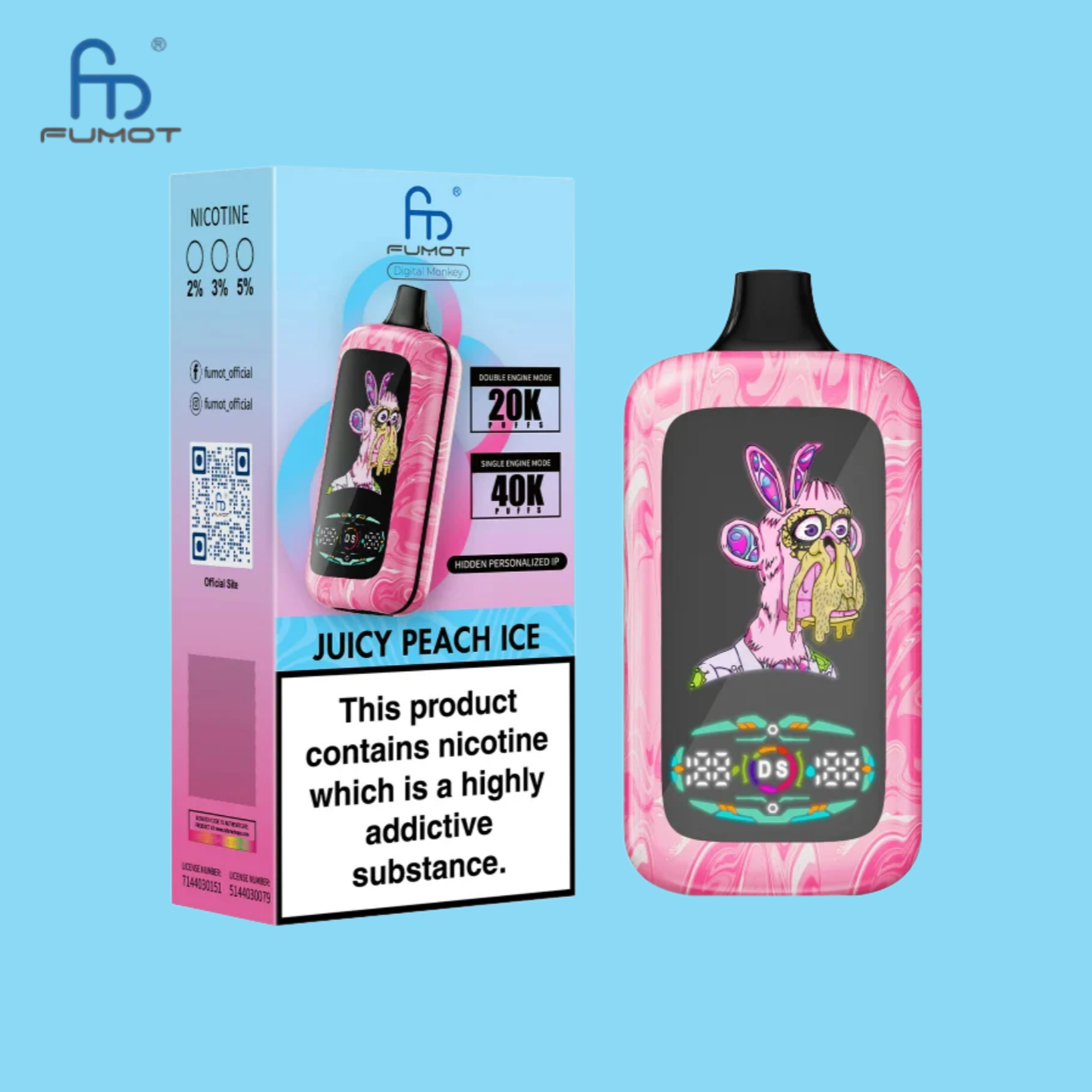 Juicy Peach Ice Randm 40K Digital Monkey Vape