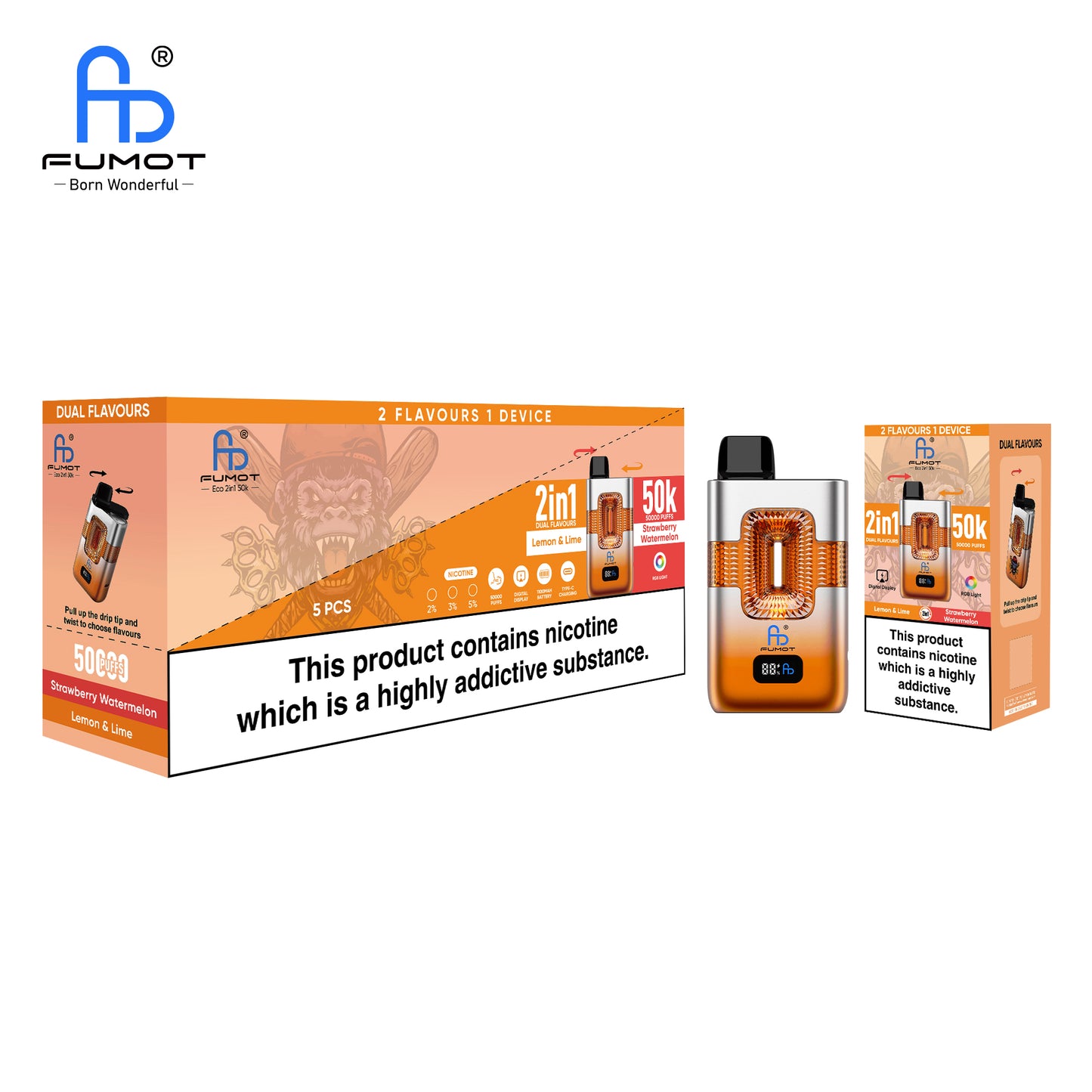 FUMOT ECO 2IN1 50K Züge Lemon Lime & Strawberry Watermelon