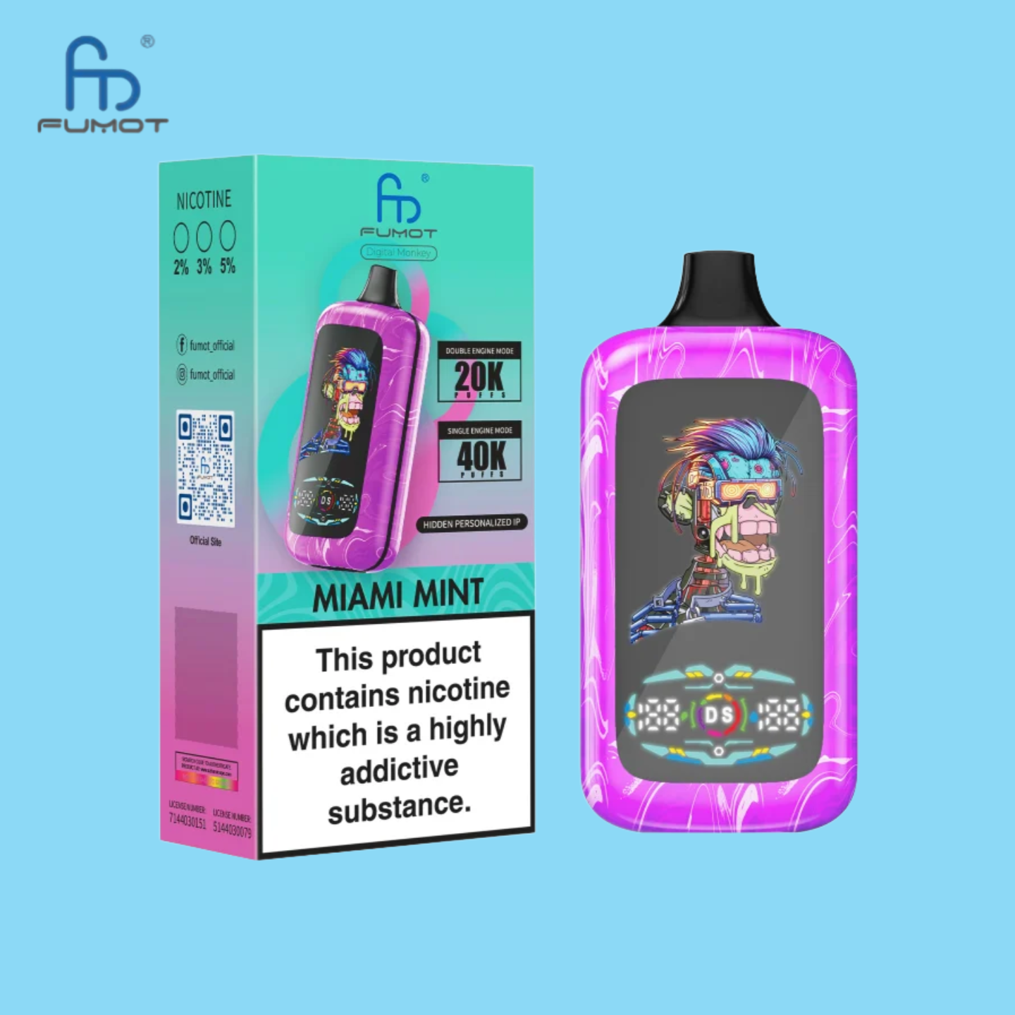 Fumot Randm Digital Monkey 20K/40K Miami Mint Vape