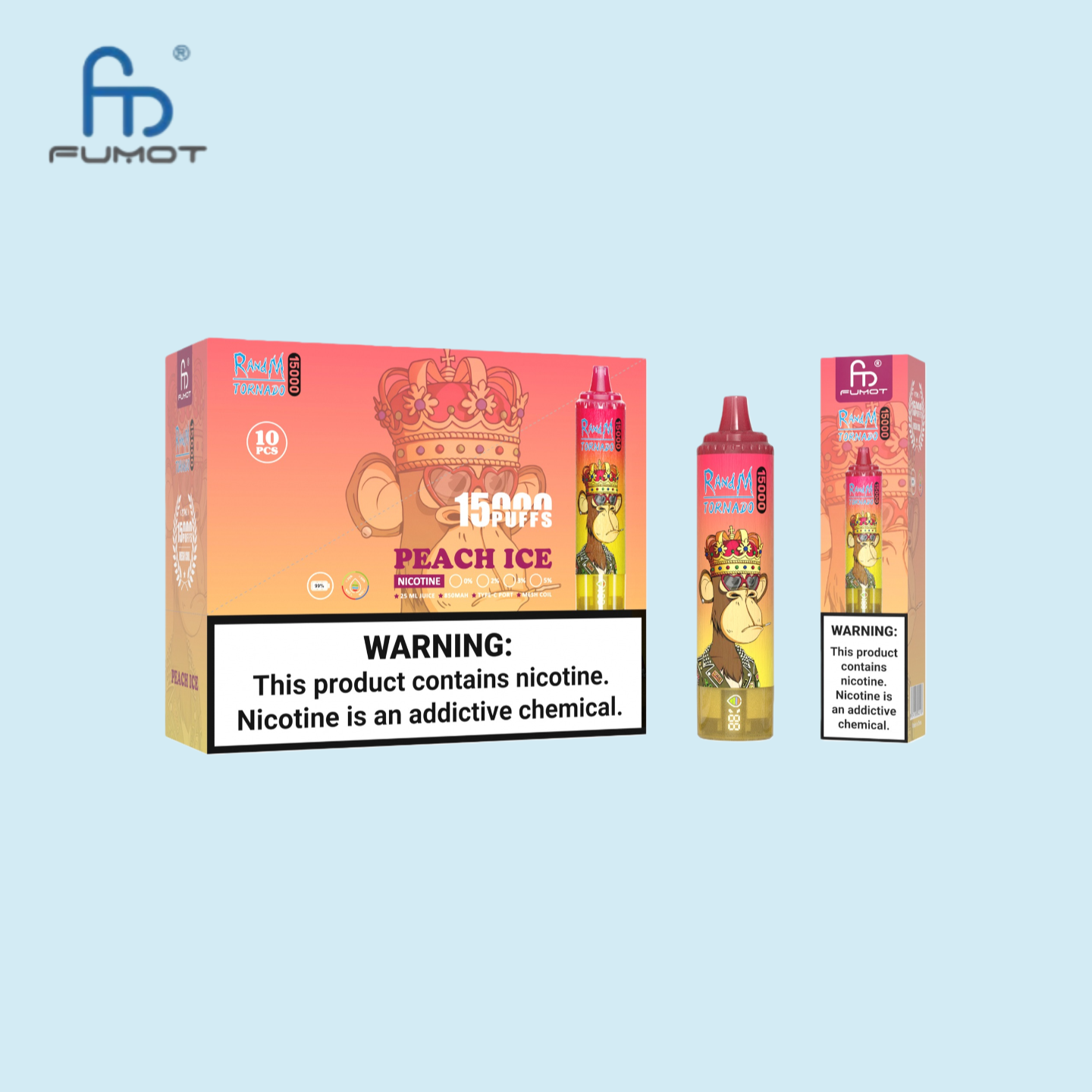 Peach Ice RandM Tornado 15000 Vape