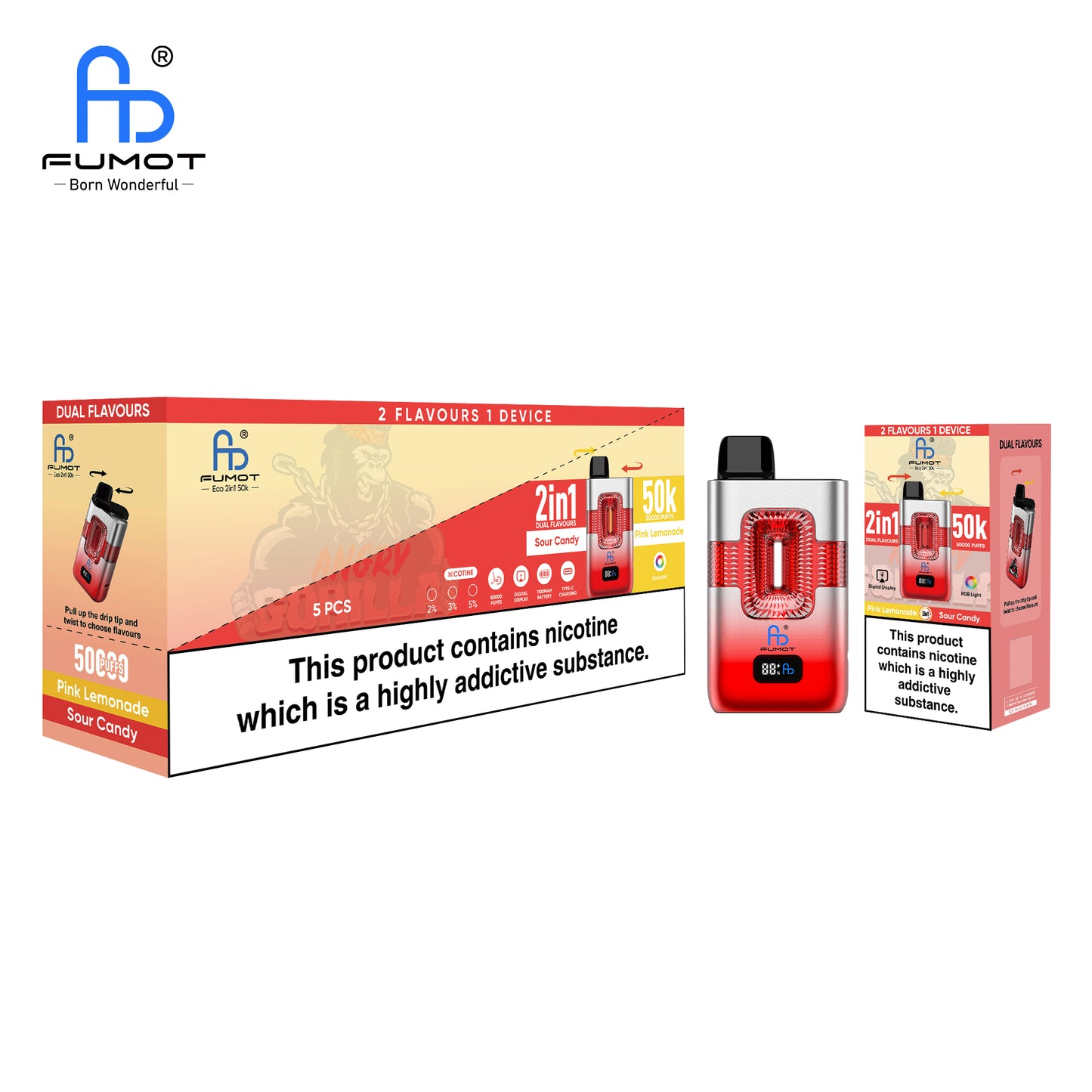 Randm FUMOT ECO 2IN1 50K Puffs Pink Lemonade & Sour Candy