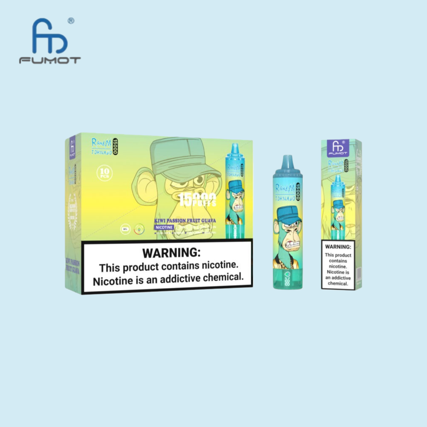 Kiwi Passion Fruit Guava RandM Tornado 15000 Züge Vape 