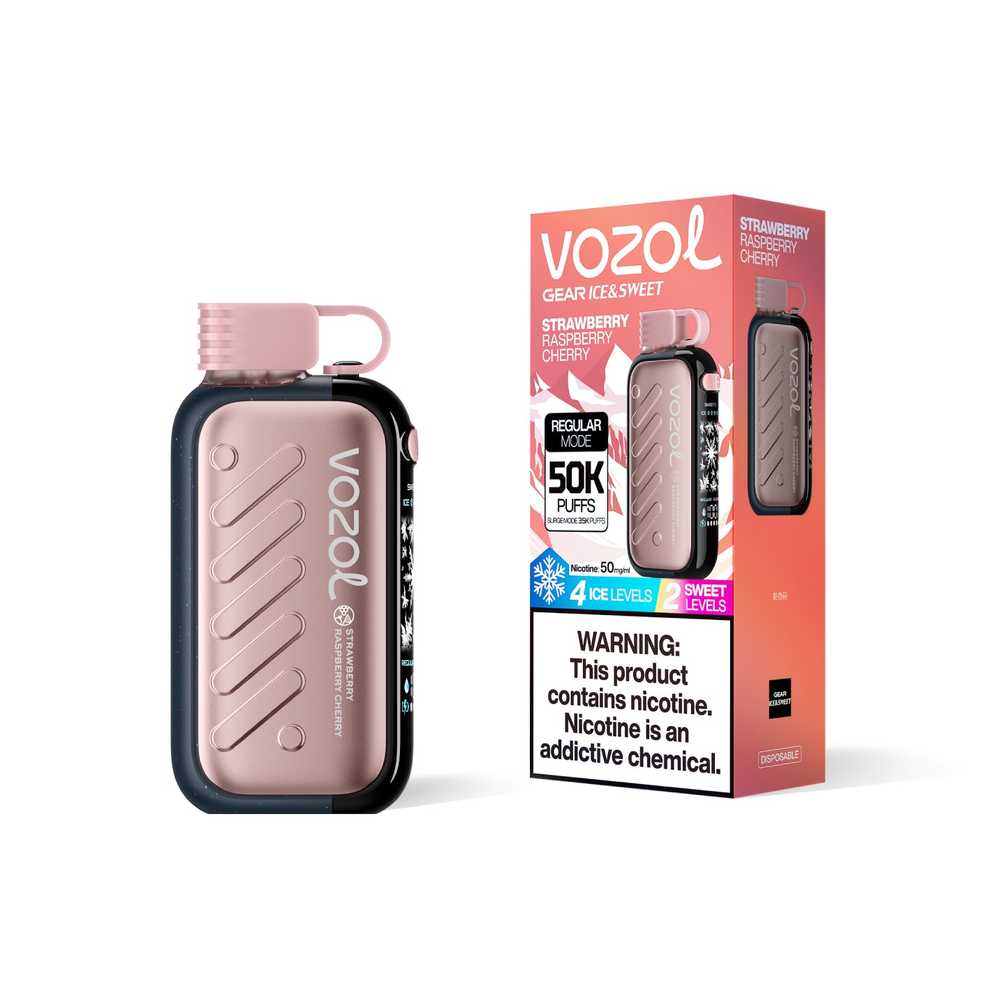 VOZOL Gear 50K Puffs Strawberry Raspberry Cherry
