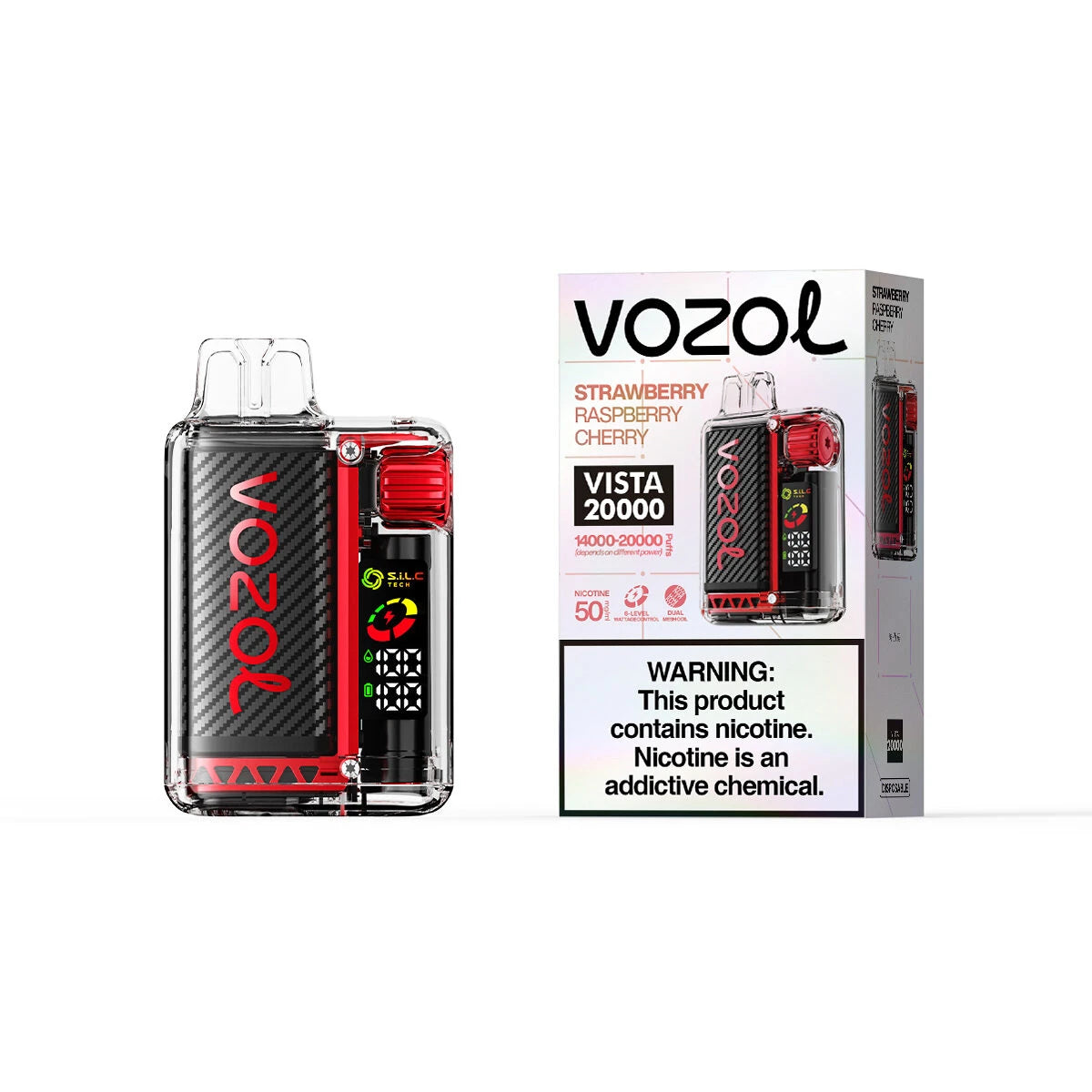 Vozol Vista 20000 Puffs Strawberry Raspberry Cherry