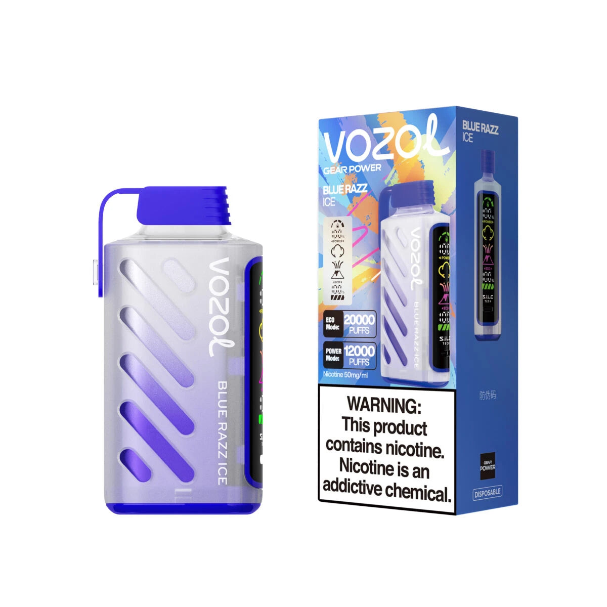 Vozol Gear Power 20000 20K Puffs Blue Razz Ice