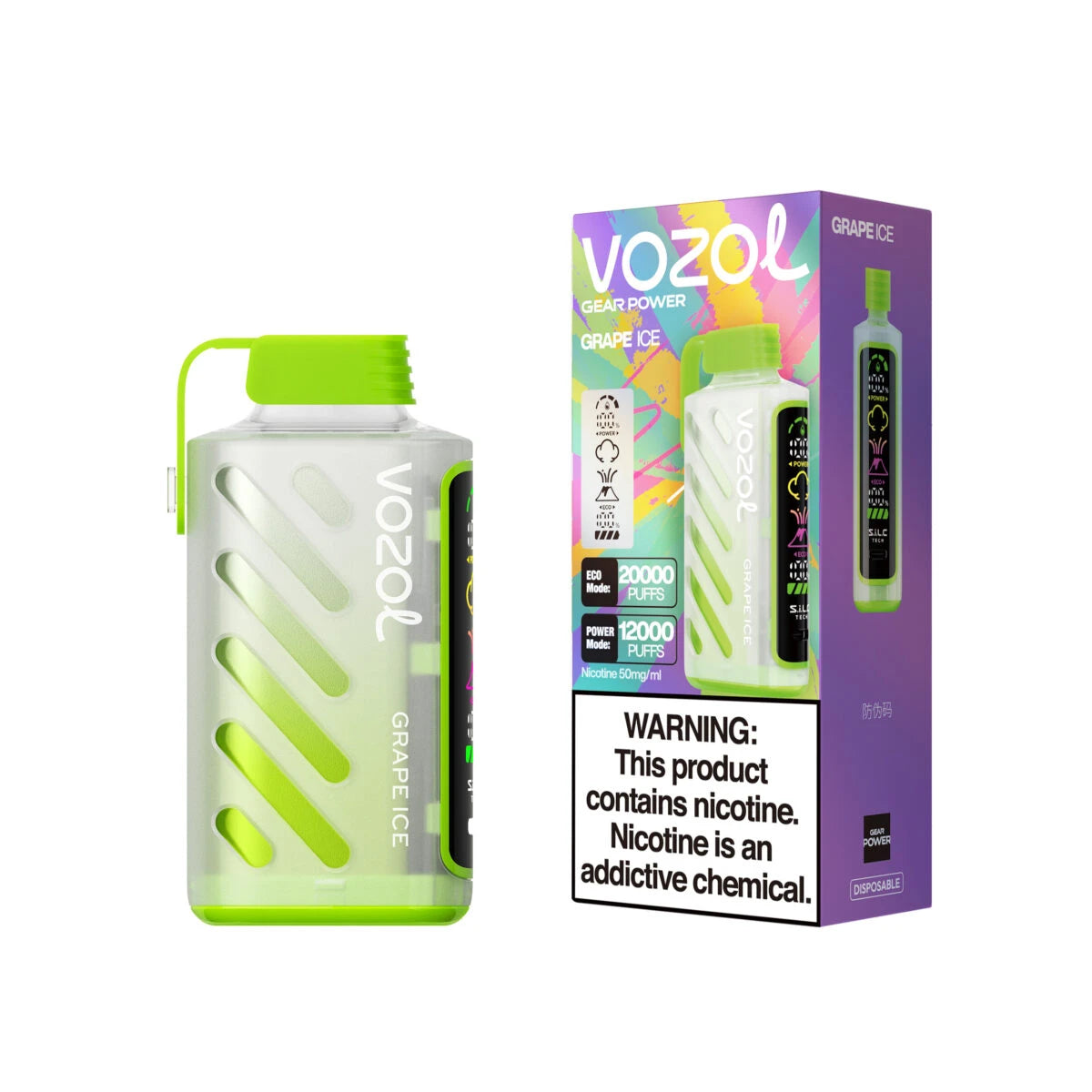 Vozol Vape Gear Power 20000 20K Puffs Grape Ice