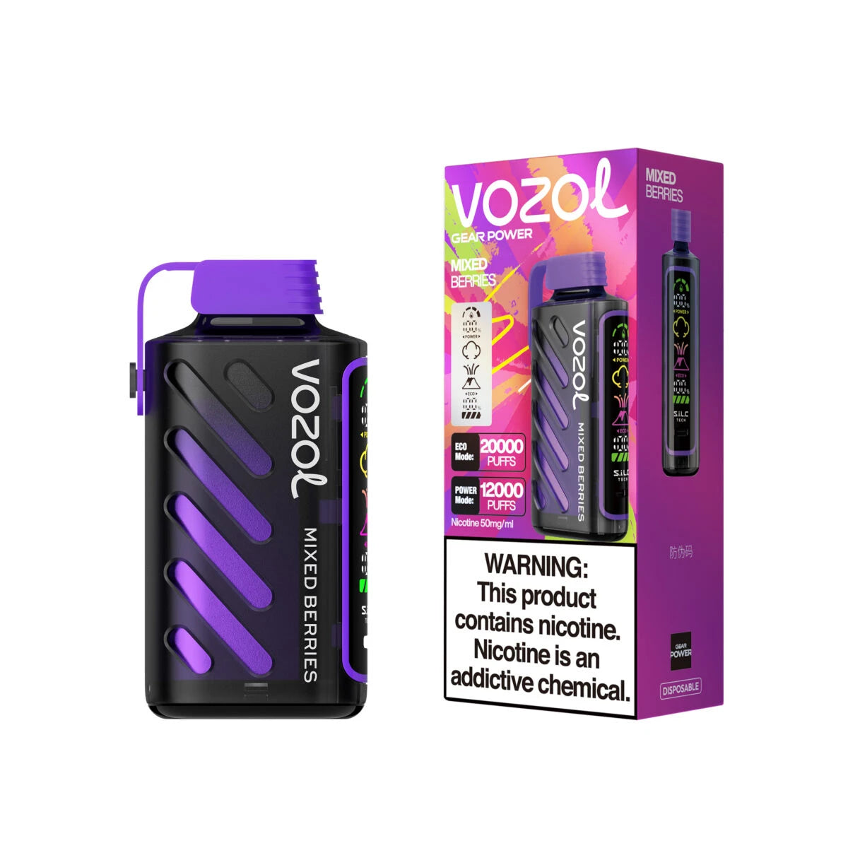 Vozol Gear Power 20000 Puffs Vape saveur Baies mélangées