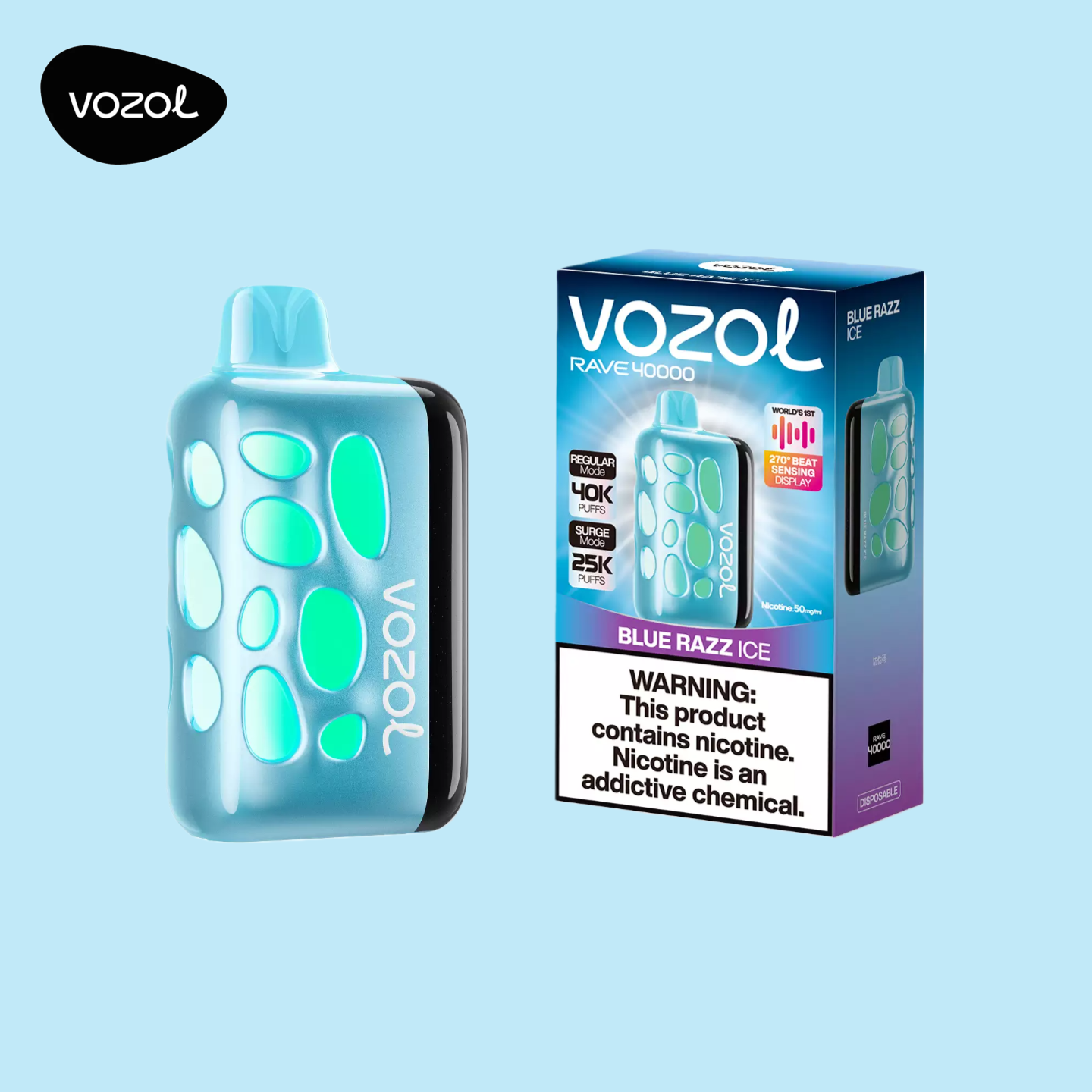 Vozol Rave 40000 Vape Blue Razz Ice Geschmack