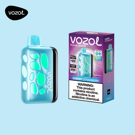 Dual Mesh Coil Vozol Rave 40K Puffs Cherry Strawberry Vape